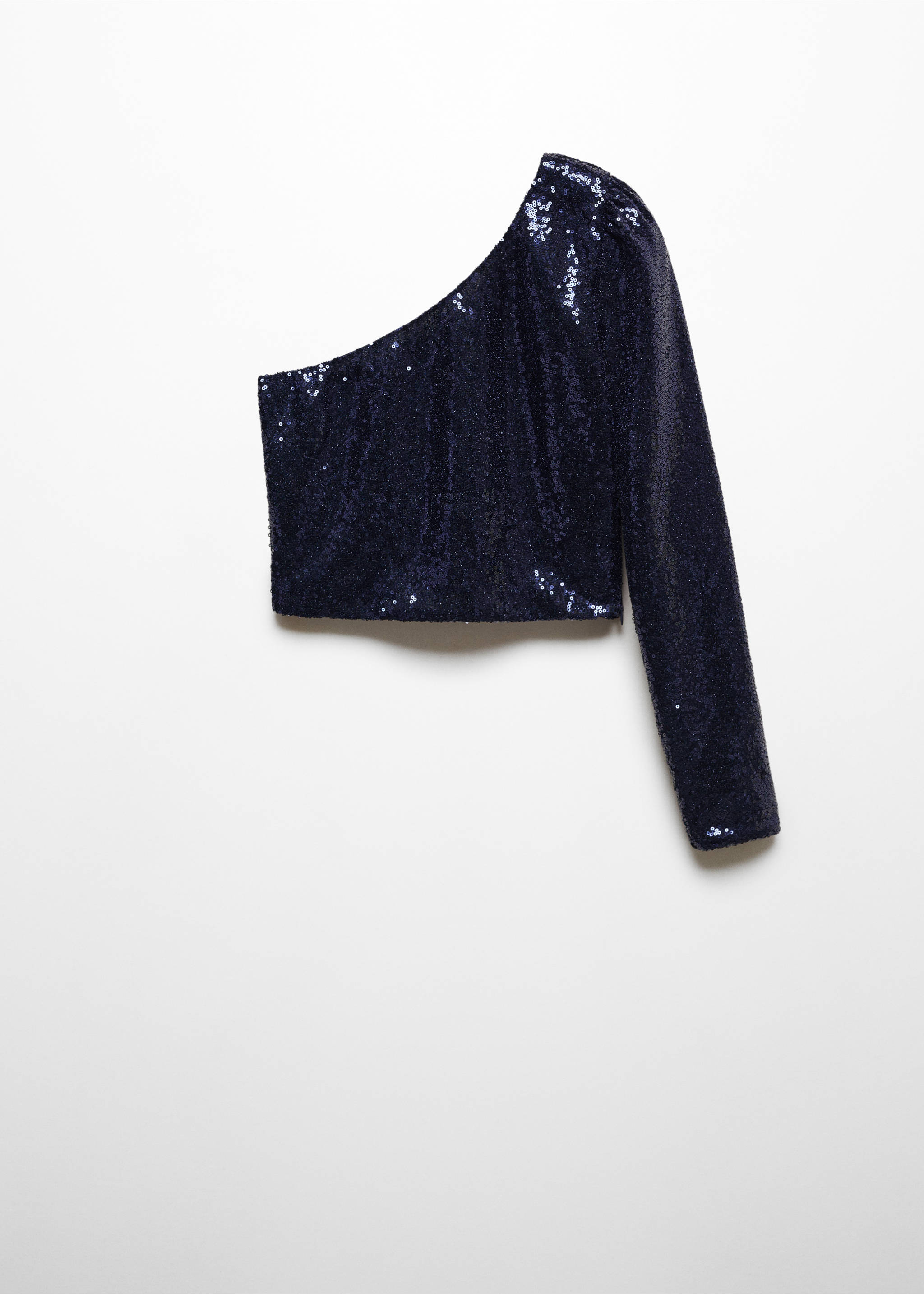 Top asymétrique sequins - Article sans modèle, Bleu. Ref: 57079215-00.