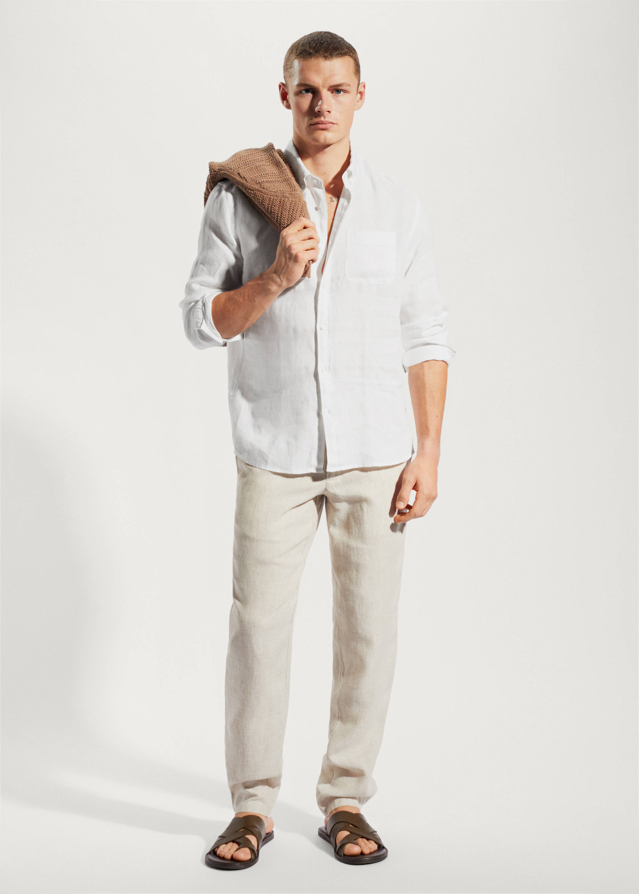 100% linen slim-fit shirt - General plane