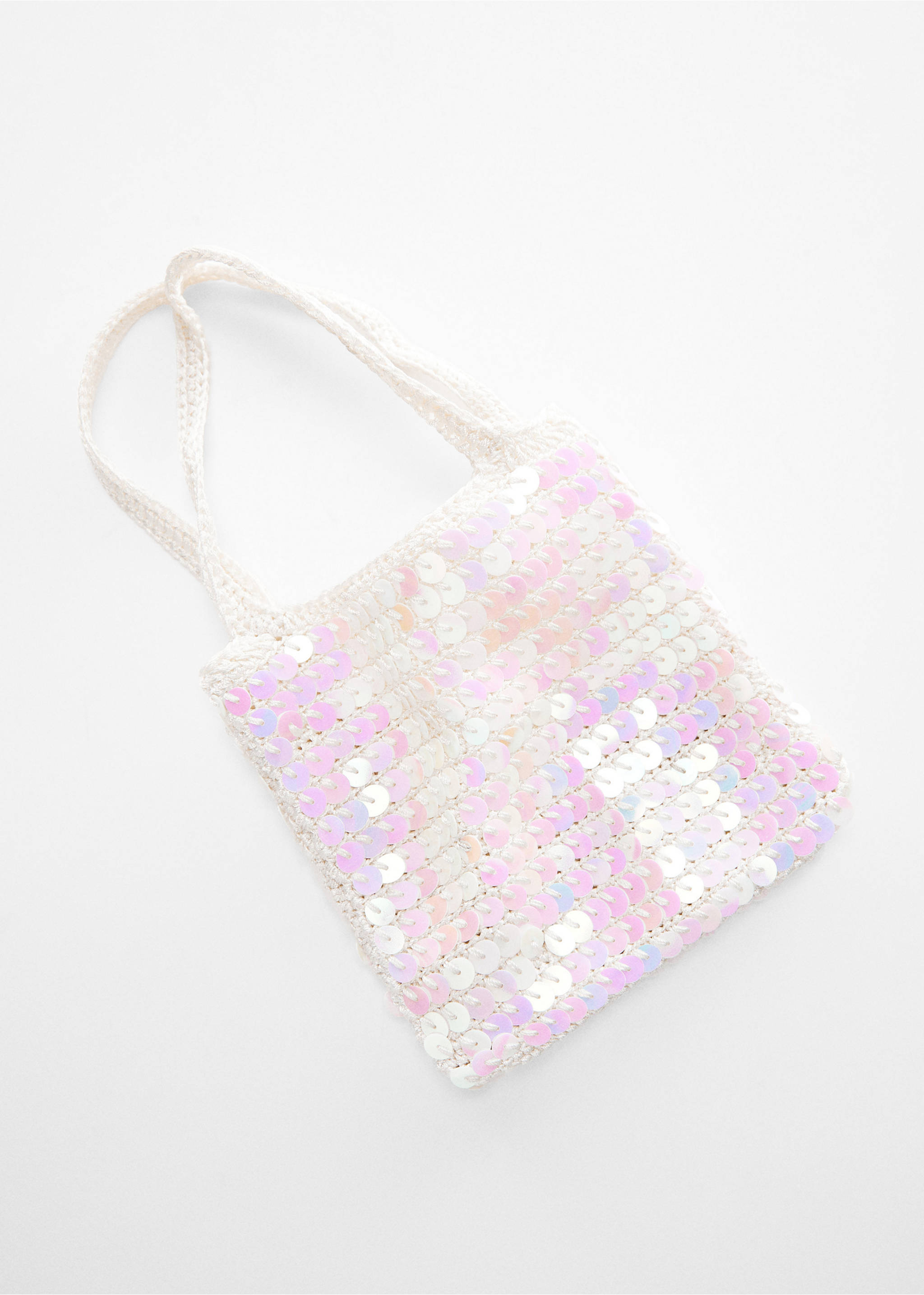 Short-handle sequined bag - Details of the article 5, Off White. Ref: 57081171-00.