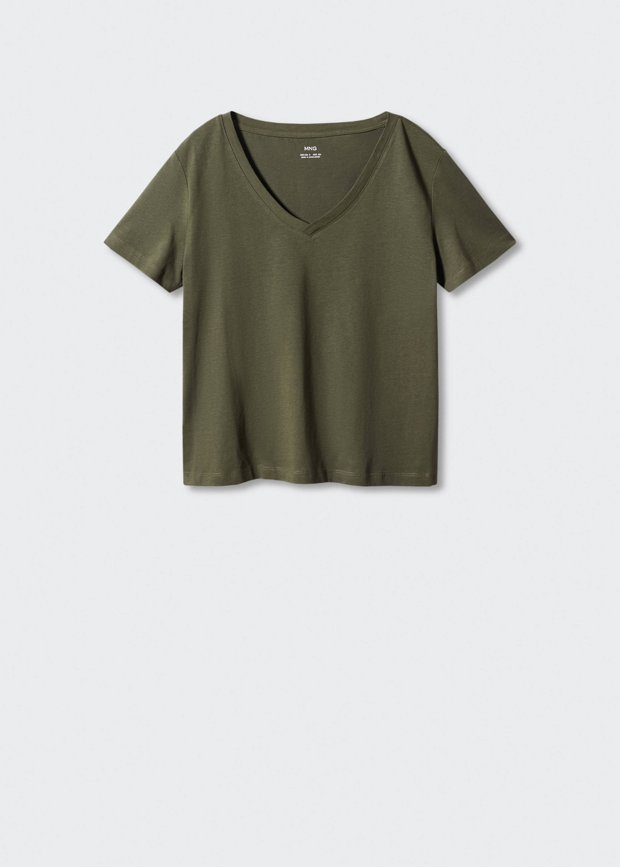 Baumwoll-T-Shirt, V-Ausschnitt - Artikel ohne Model