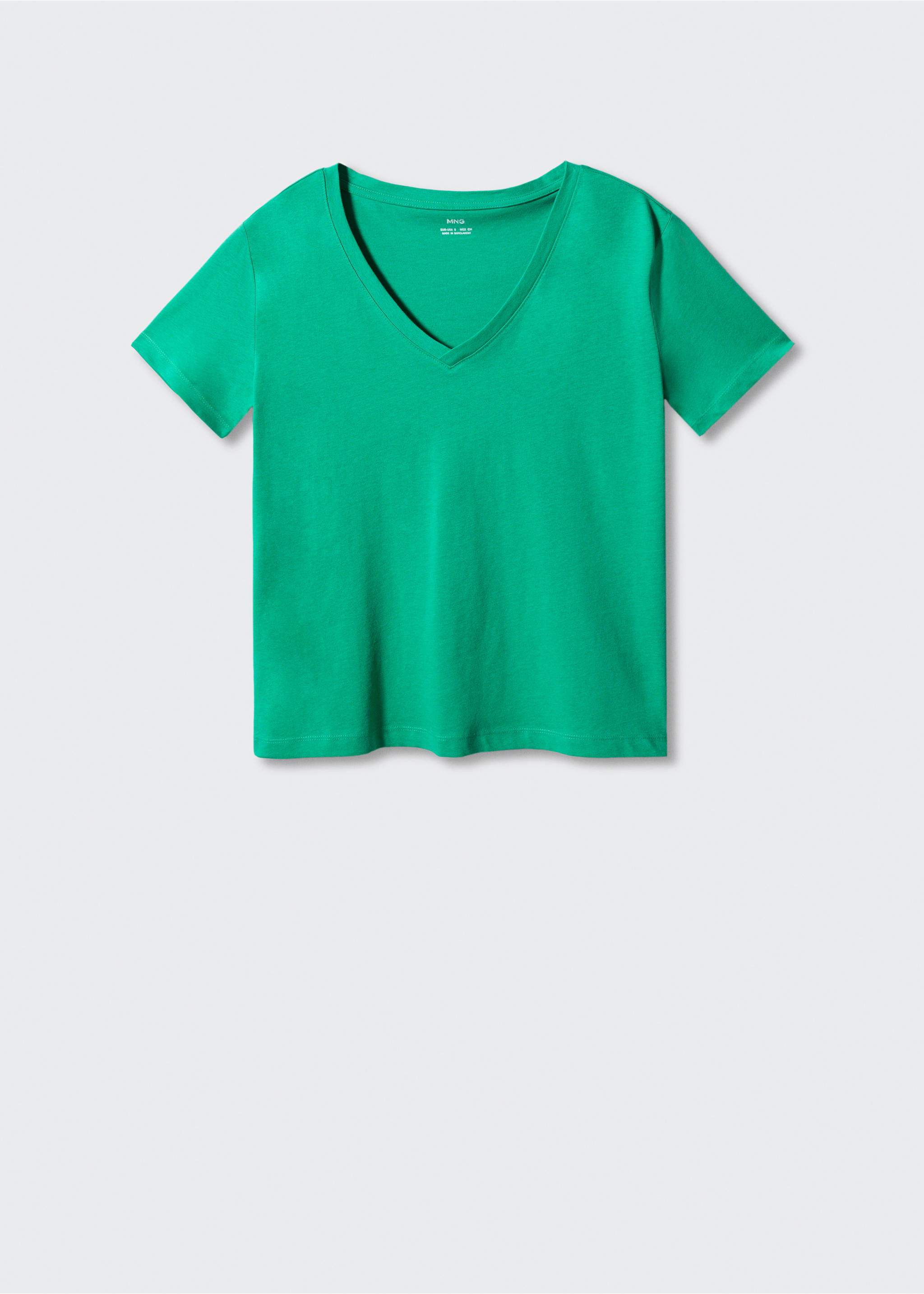 V-neck cotton T-shirt - Article without model, Green. Ref: 57082001-00.