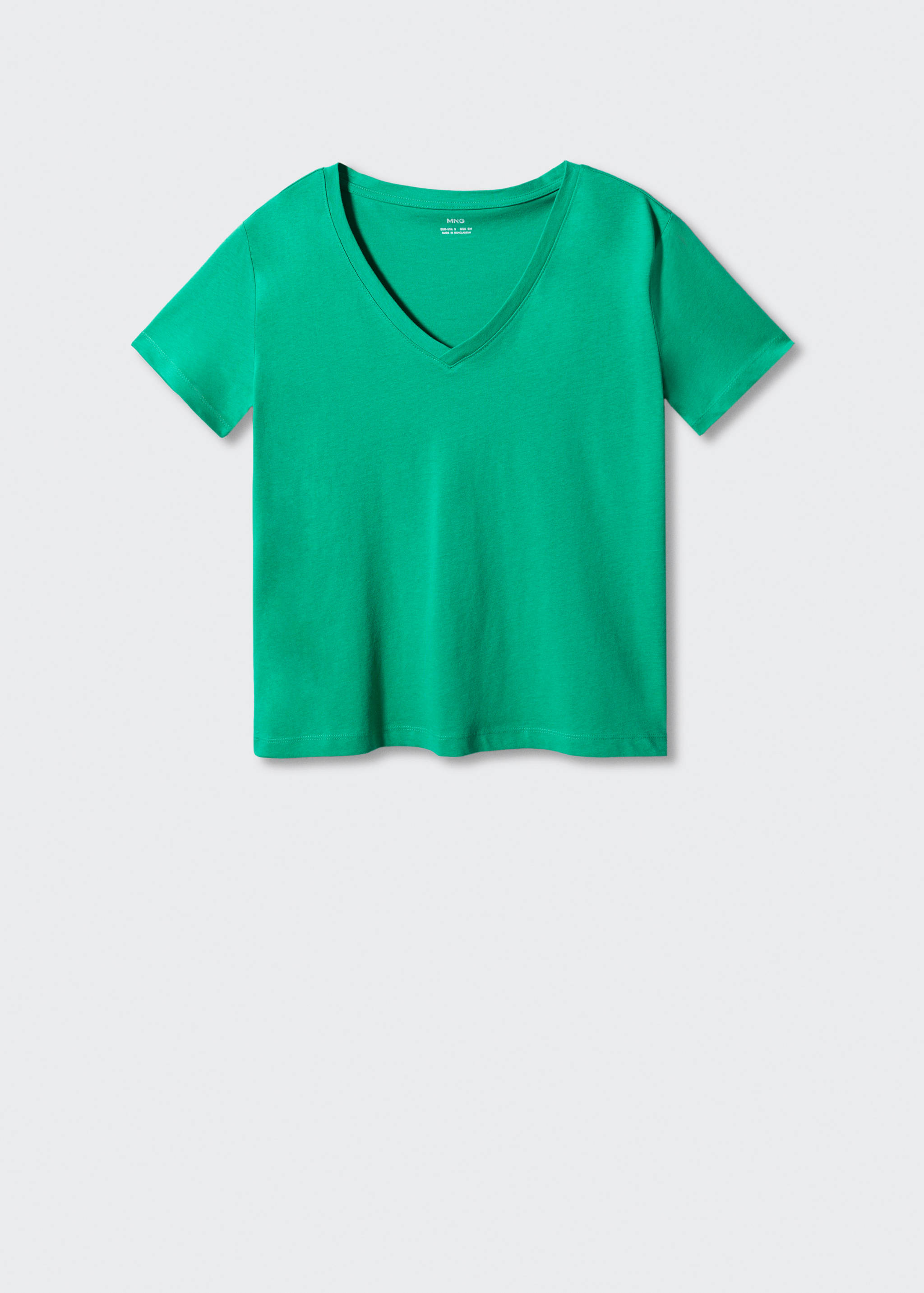 Baumwoll-T-Shirt, V-Ausschnitt - Artikel ohne Model