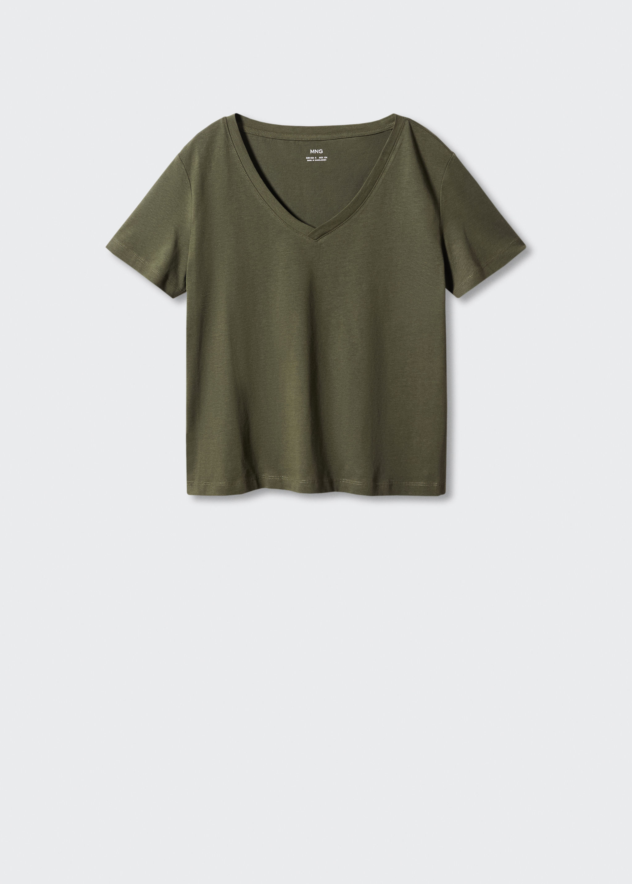 Baumwoll-T-Shirt, V-Ausschnitt - Artikel ohne Model