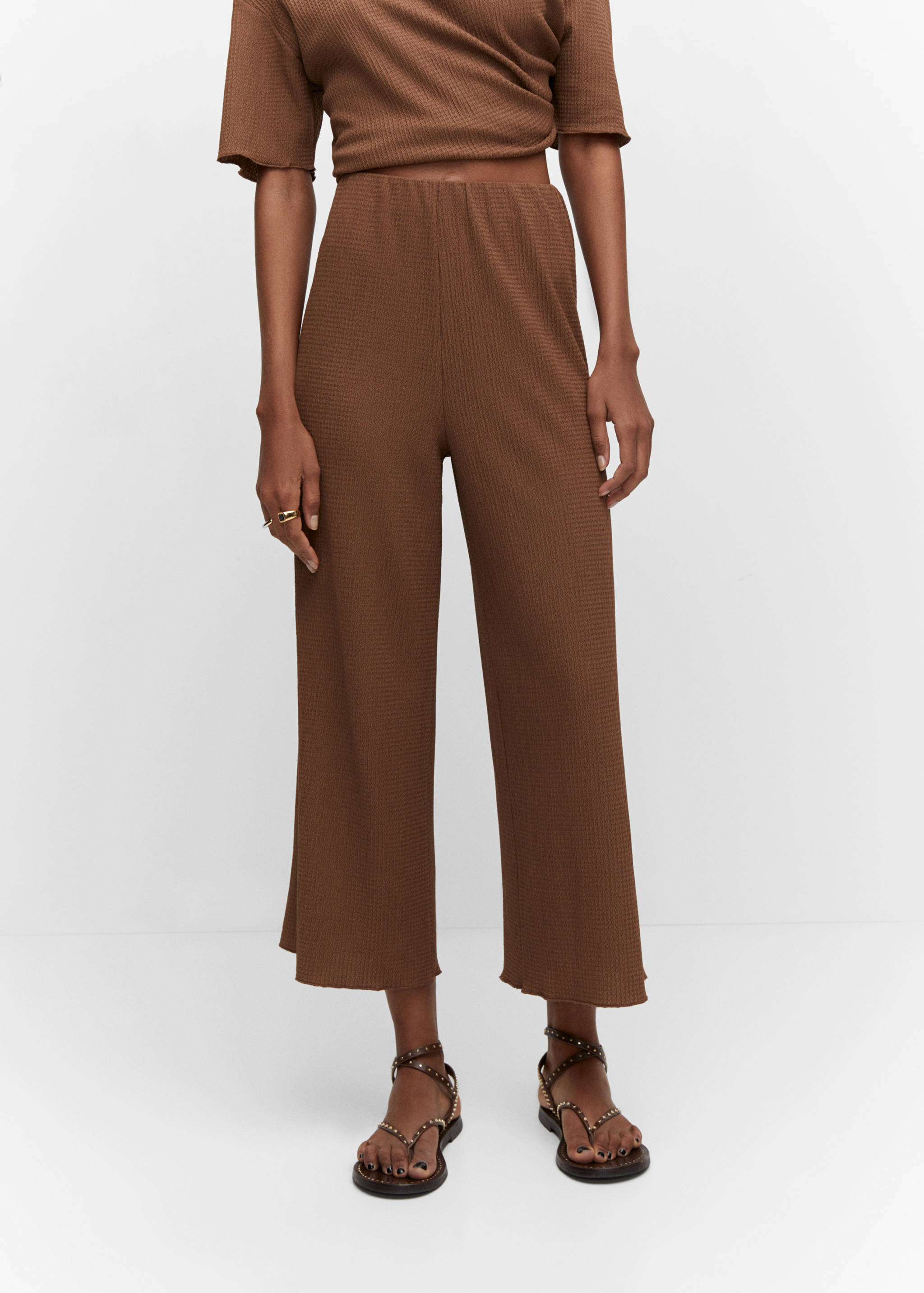 Textured culotte trousers - Medium plane