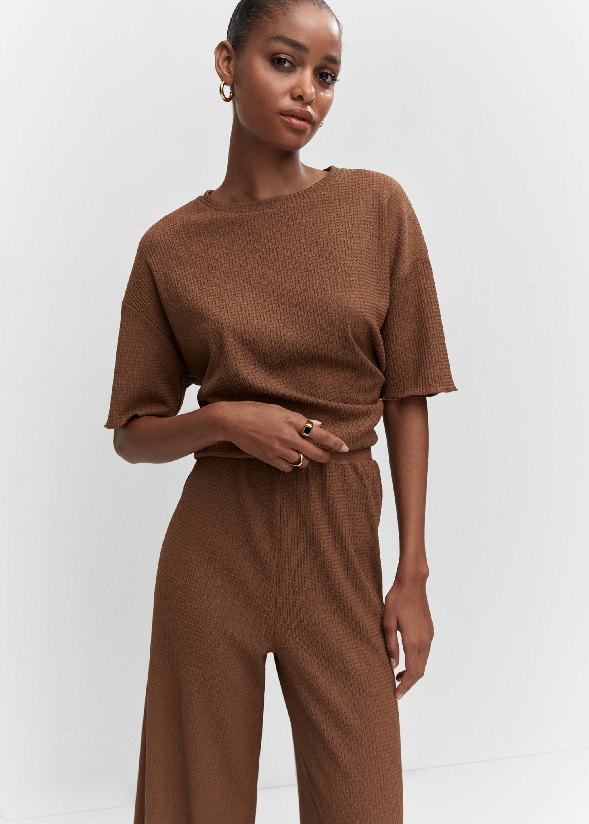 Textured culotte trousers - Details of the article 1