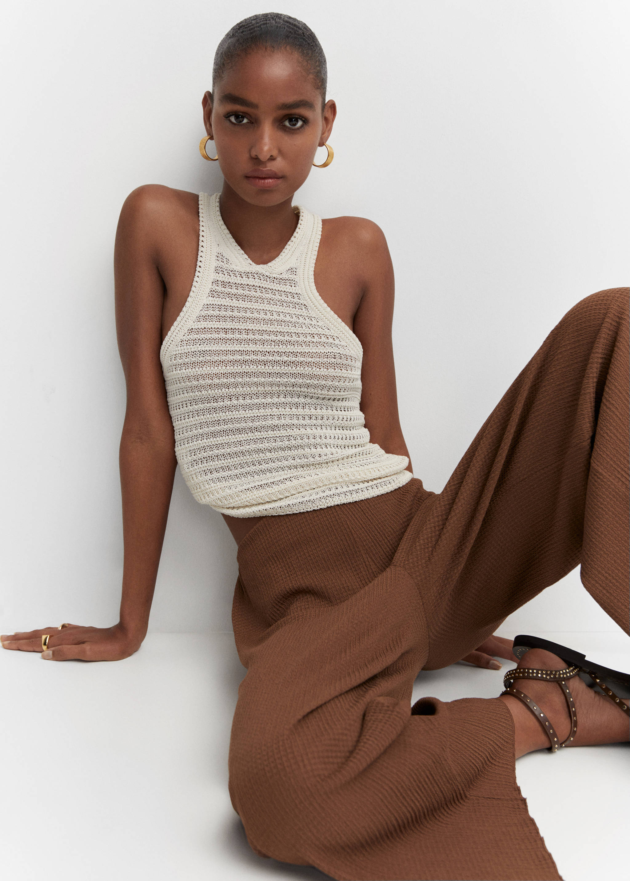 Textured culotte trousers - Details of the article 2