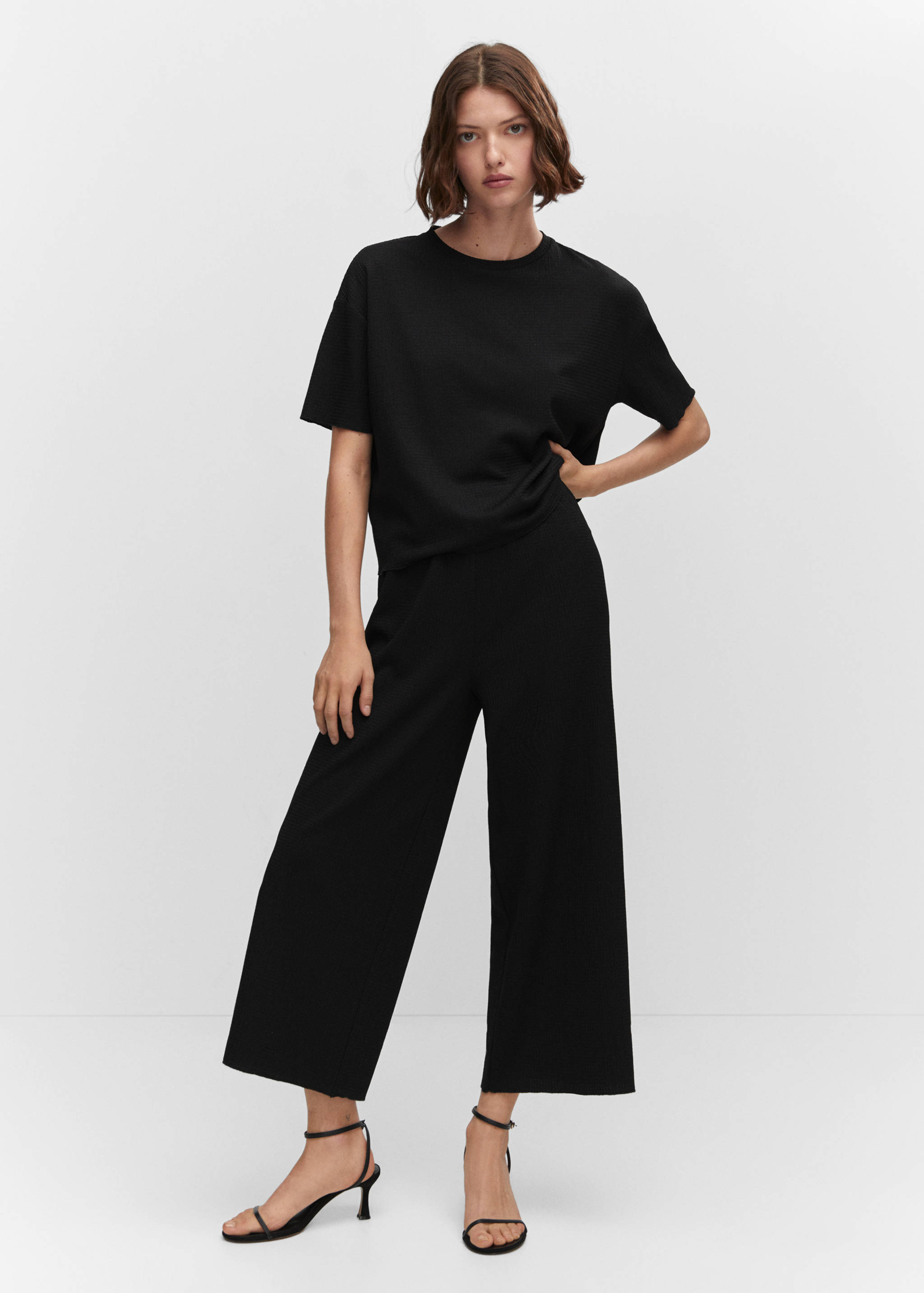 Textured culotte trousers - General plane