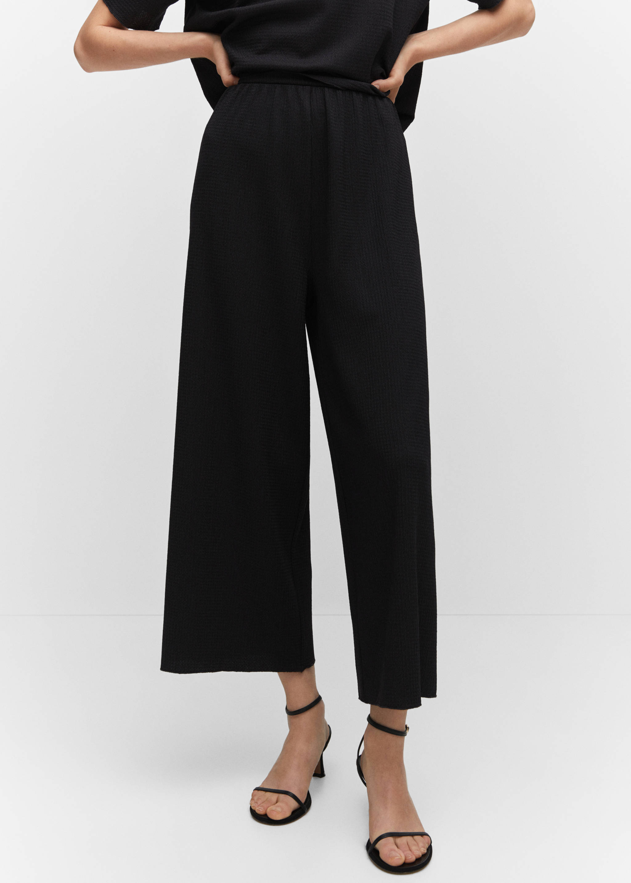 Textured culotte trousers - Medium plane