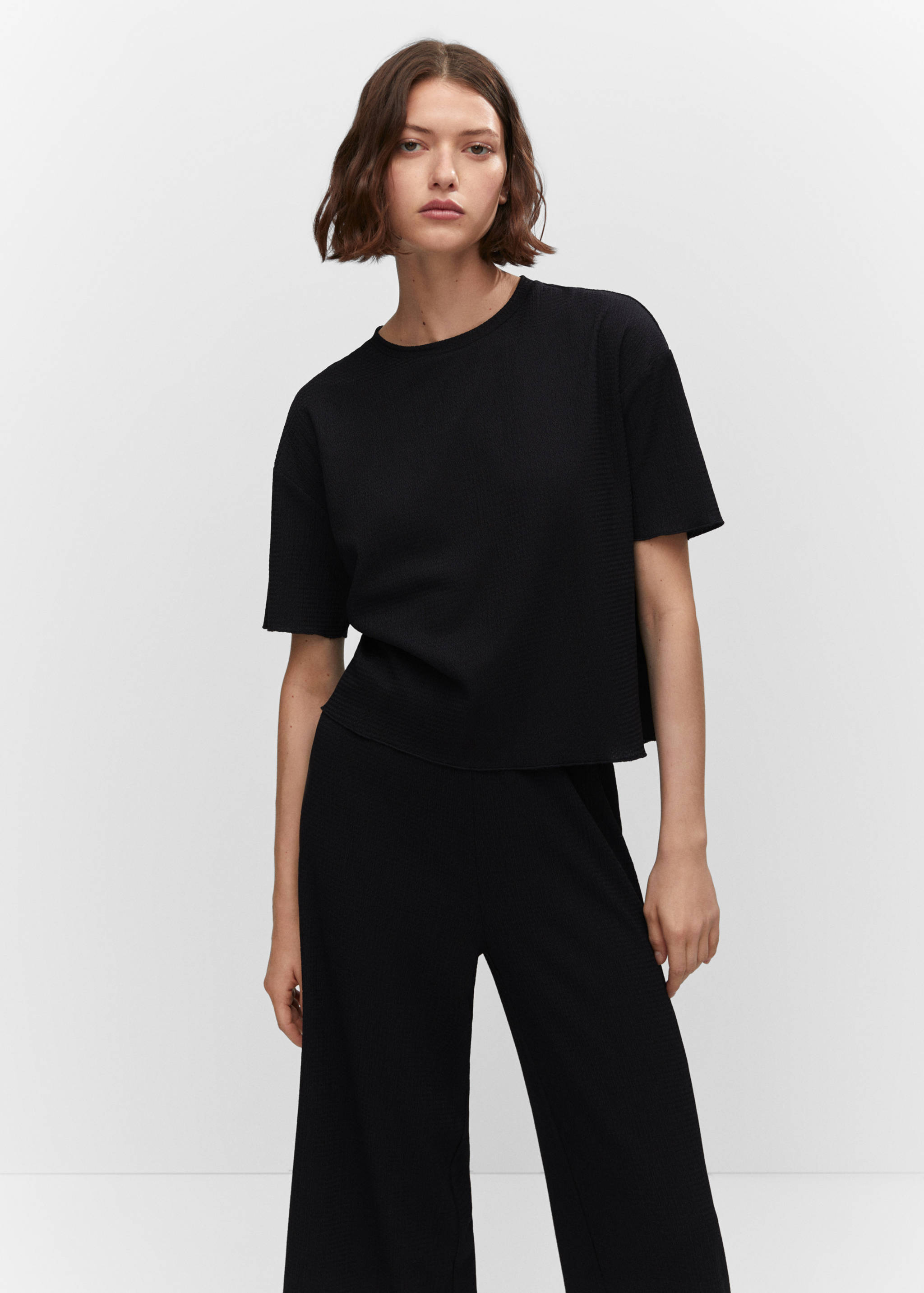 Textured culotte trousers - Details of the article 1