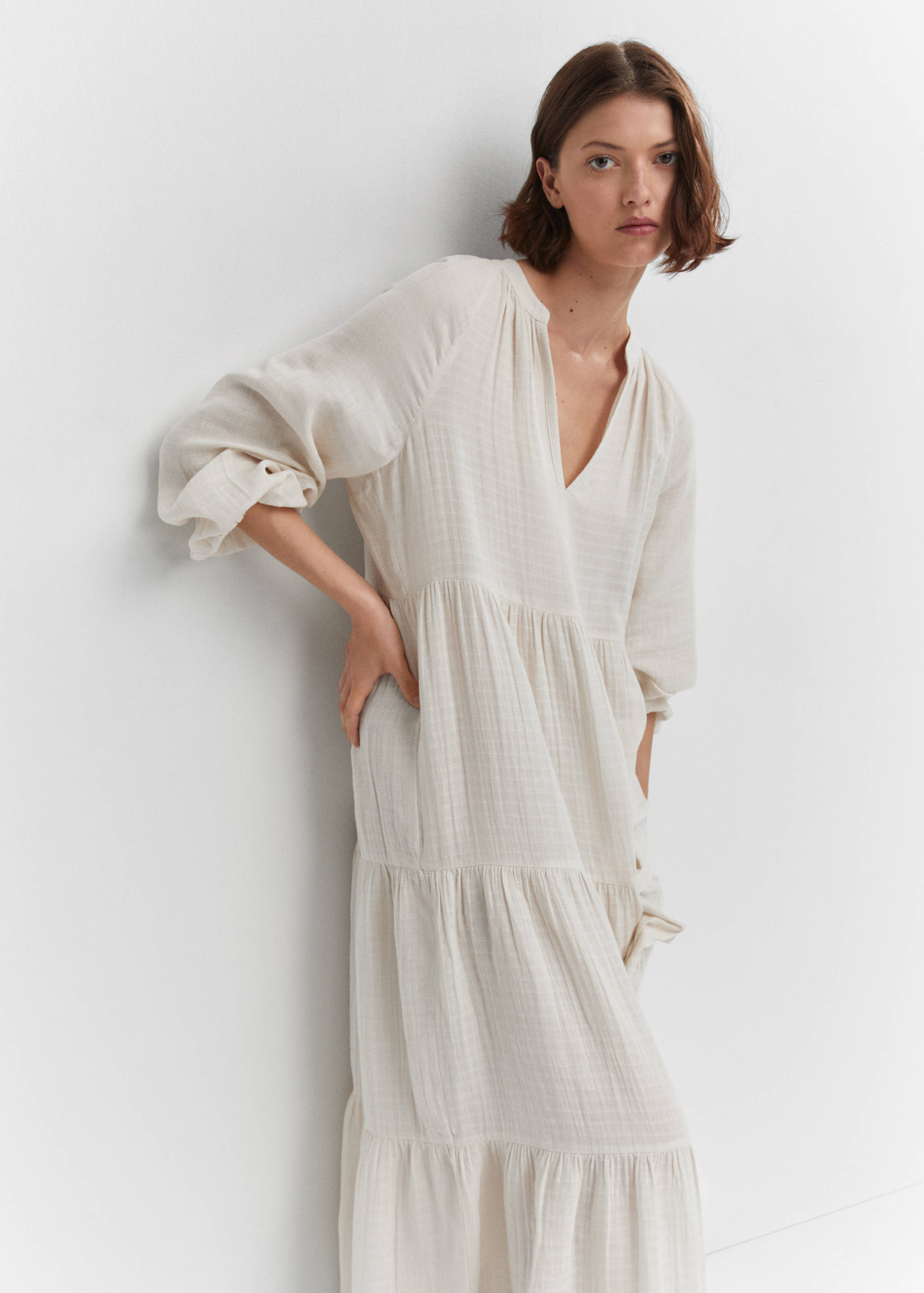 V-neck cotton maxi-dress - Details of the article 2