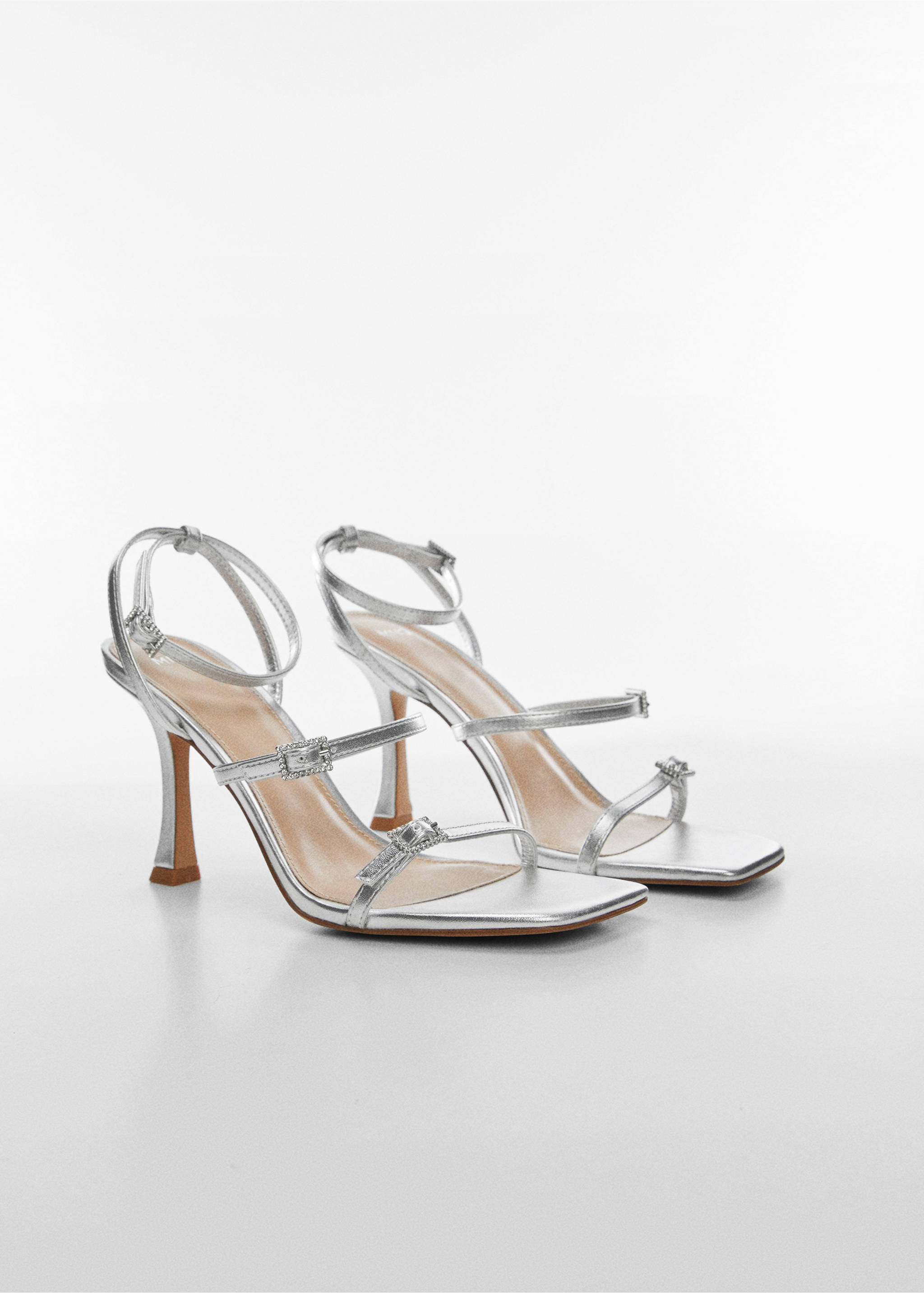 Metallic heel sandals - Medium plane, Silver. Ref: 57082889-00.