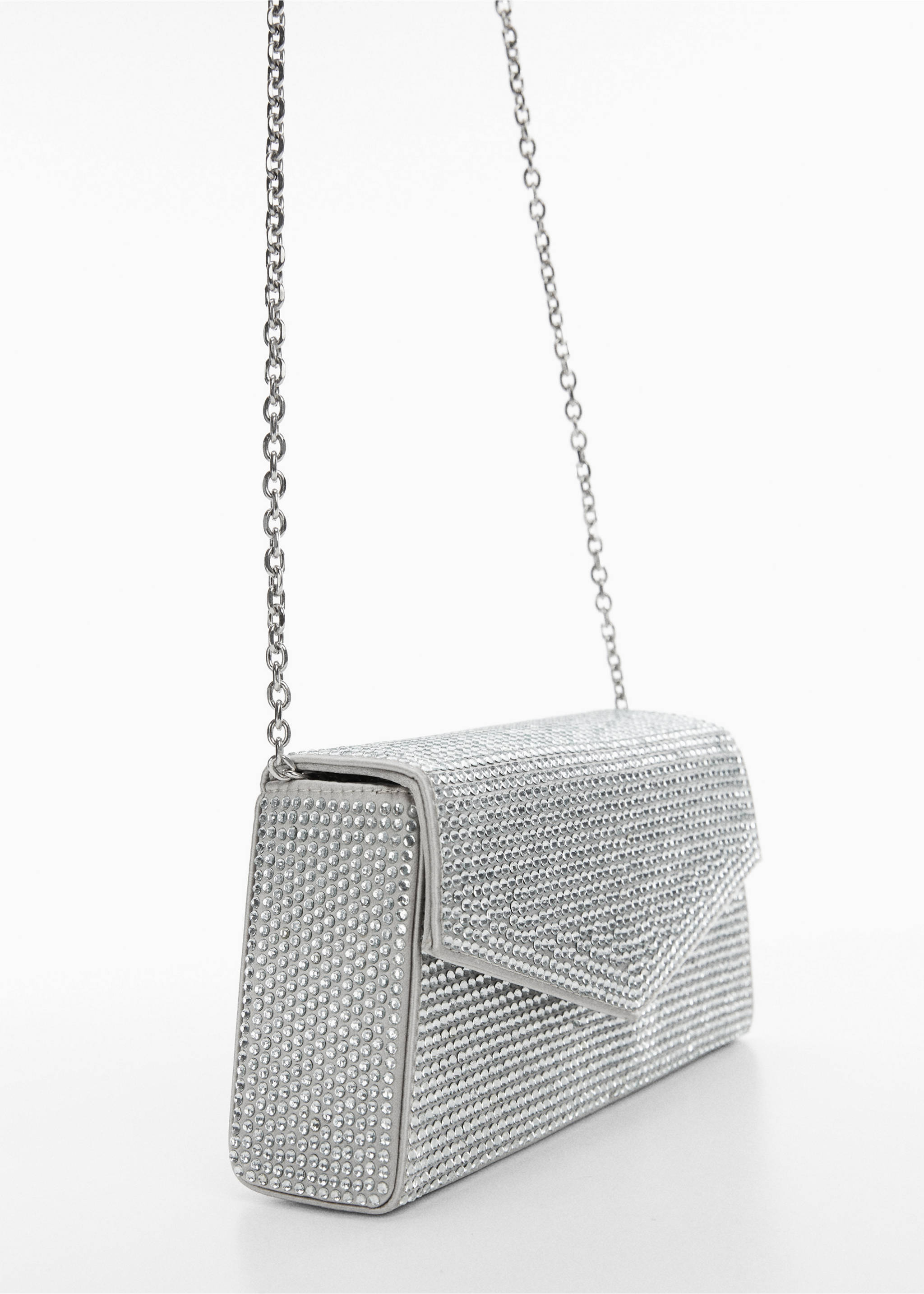 Chain bag with crystals - Medium plane, Silver. Ref: 57082892-00.