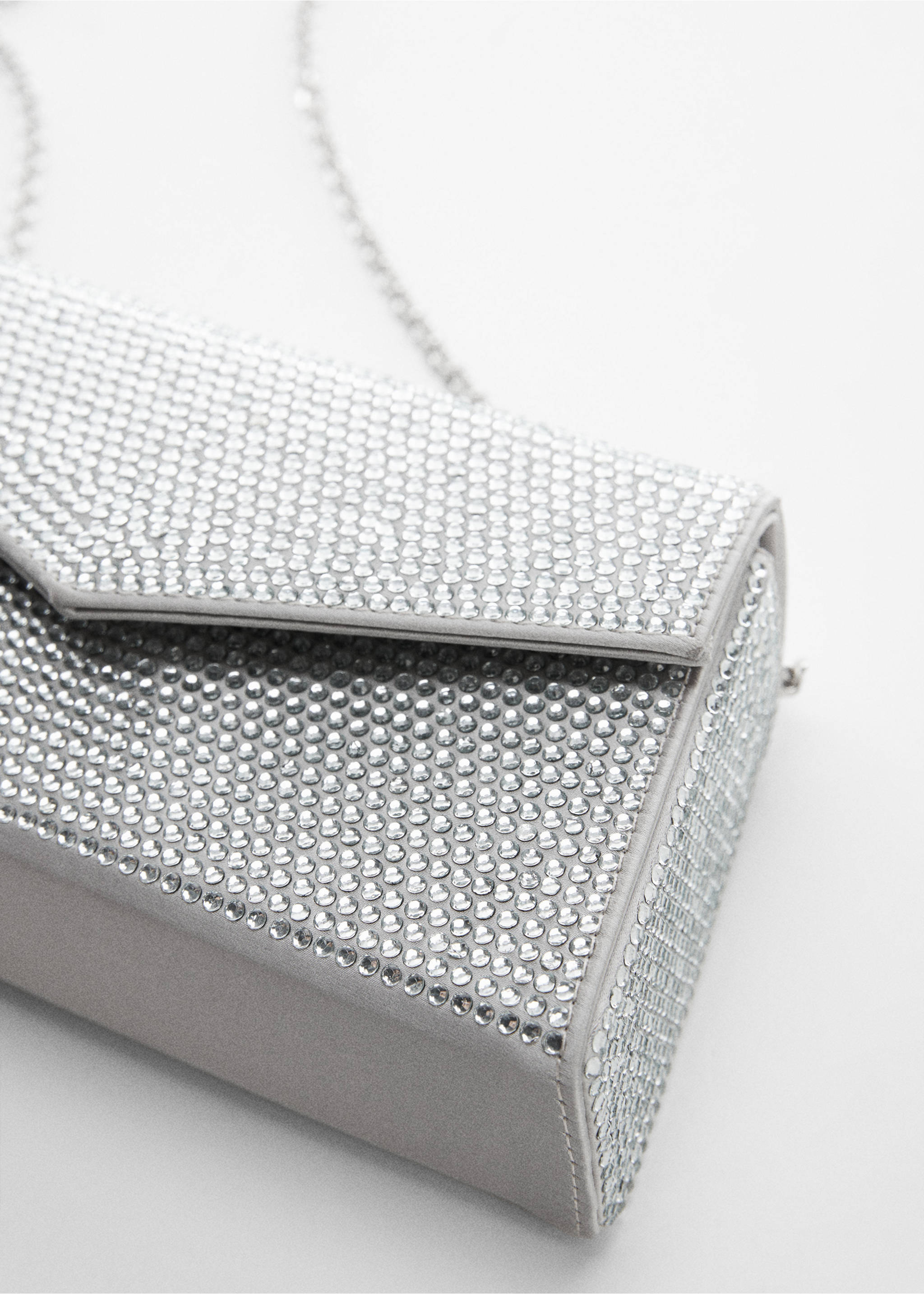 Chain bag with crystals - Details of the article 1, Silver. Ref: 57082892-00.