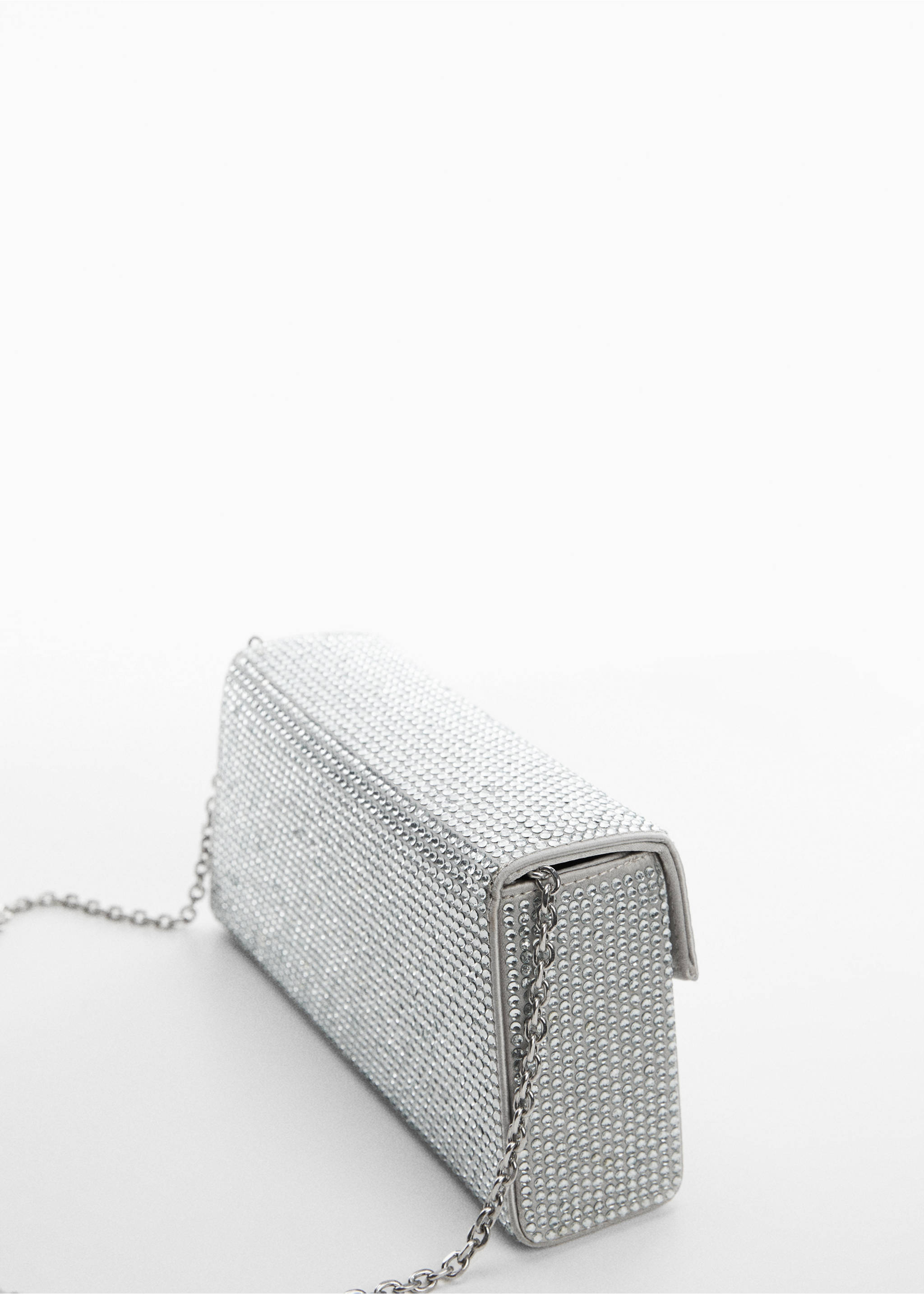 Chain bag with crystals - Details of the article 3, Silver. Ref: 57082892-00.