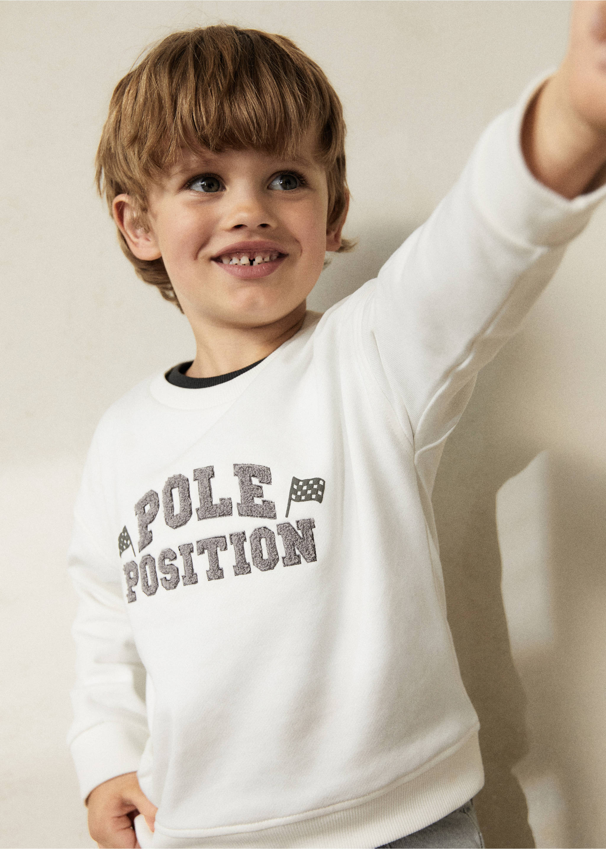 Dessuadora cotó missatge - Detall de l'article 5, Blanc trencat. Ref: 57083259-00.