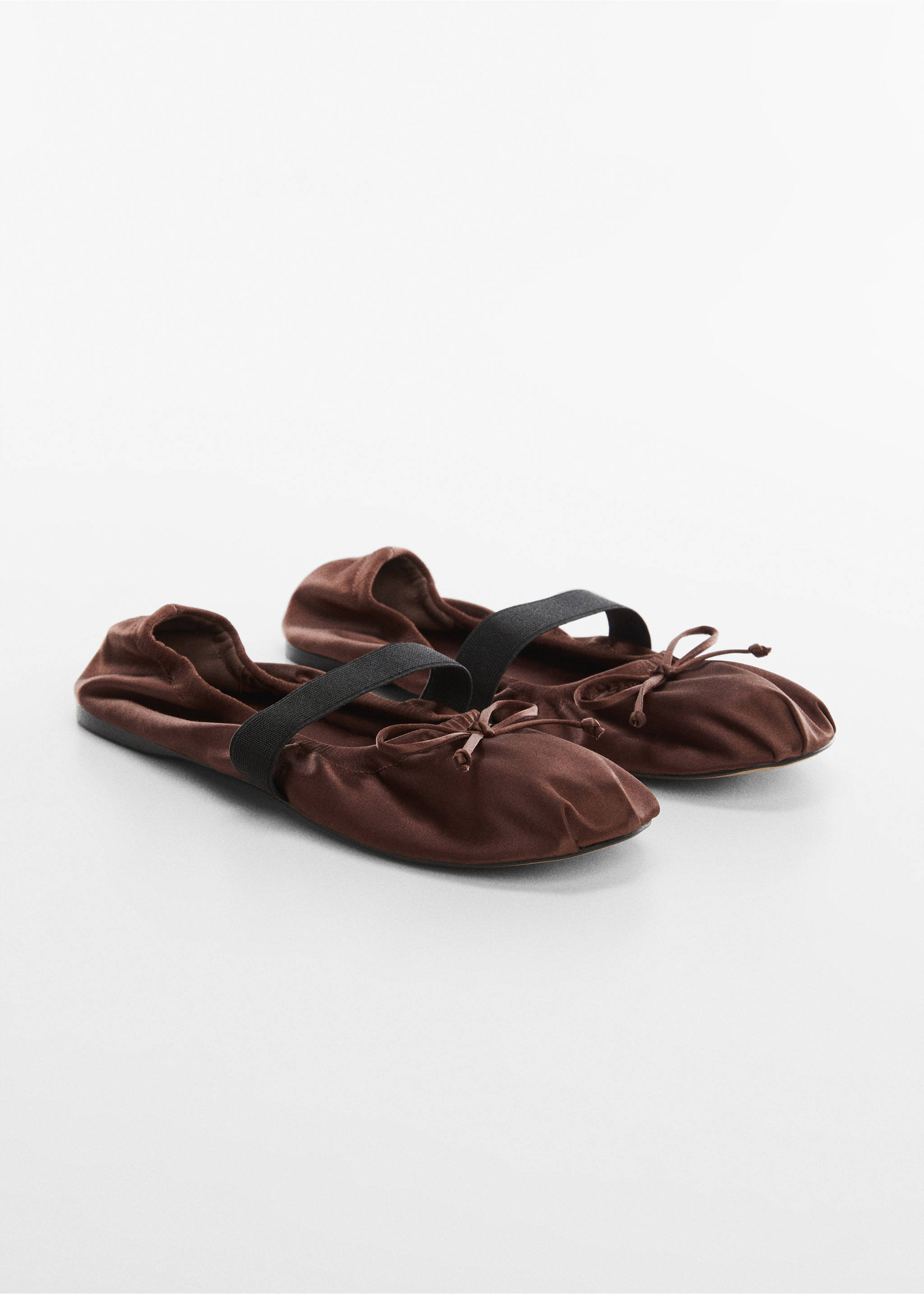 Elastic satin ballet flats - Medium plane, Chocolate. Ref: 57083795-00.