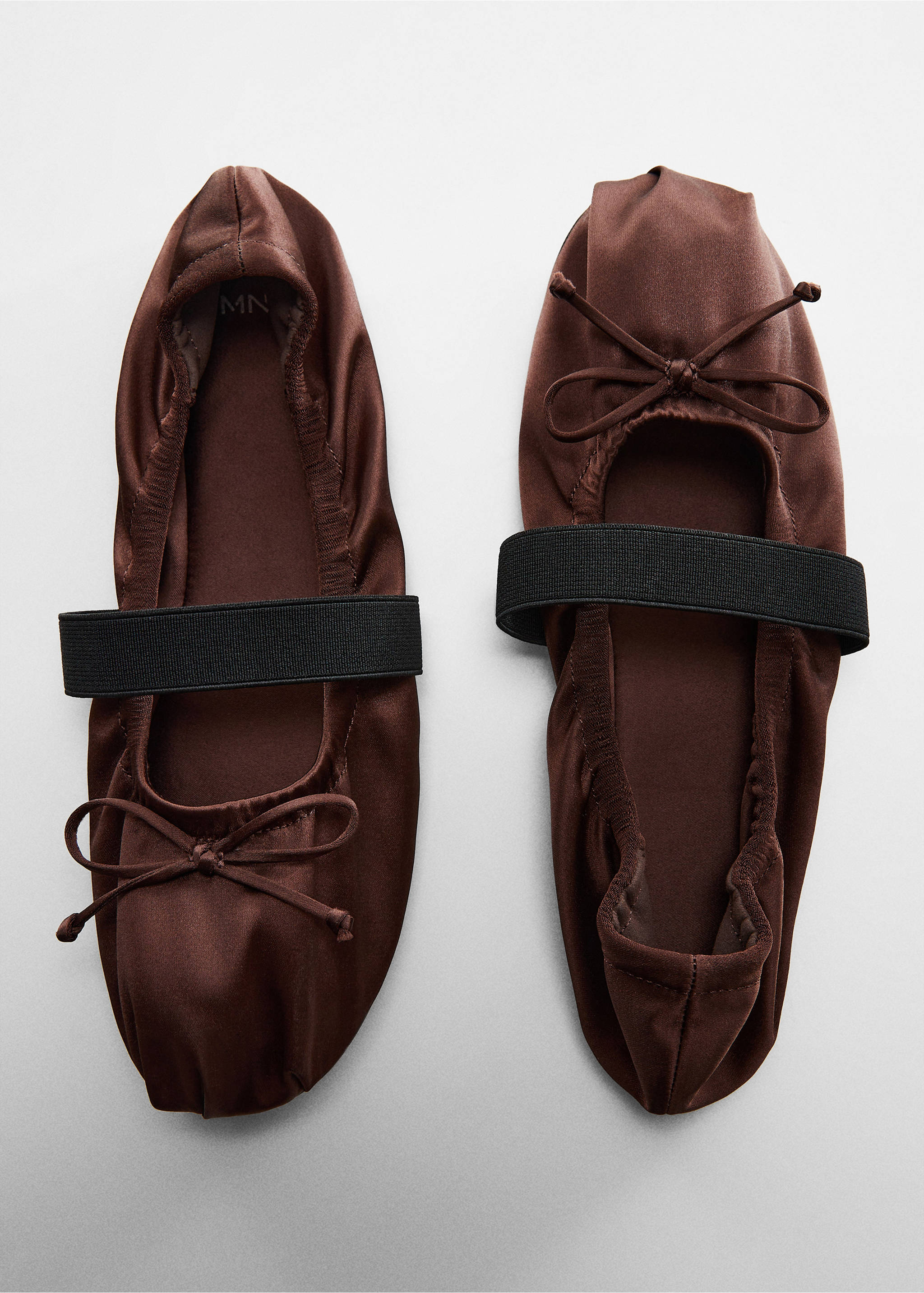 Elastic satin ballet flats - Details of the article 5, Chocolate. Ref: 57083795-00.