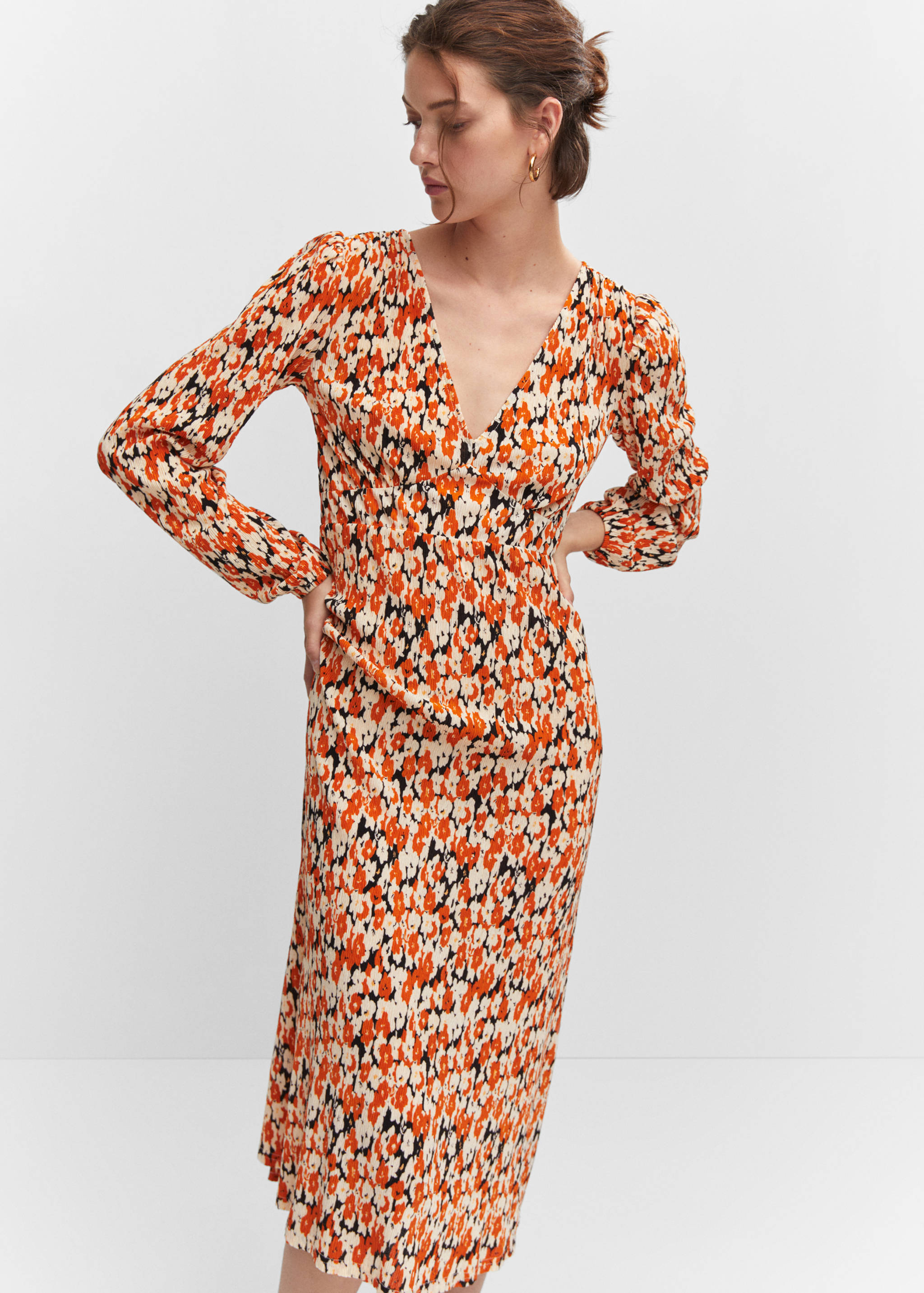 Printed textured dress - Medium plane
