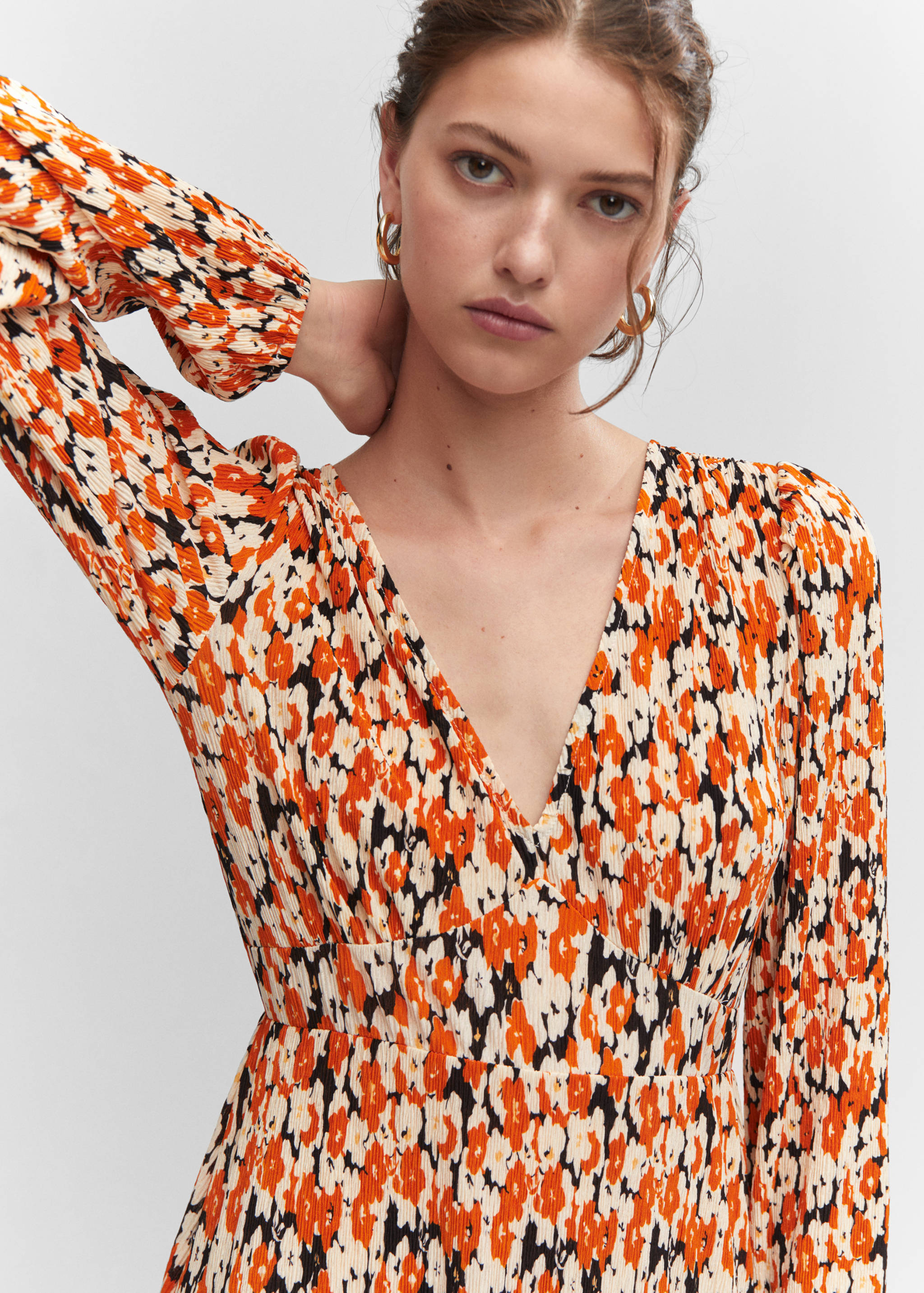 Printed textured dress - Details of the article 1