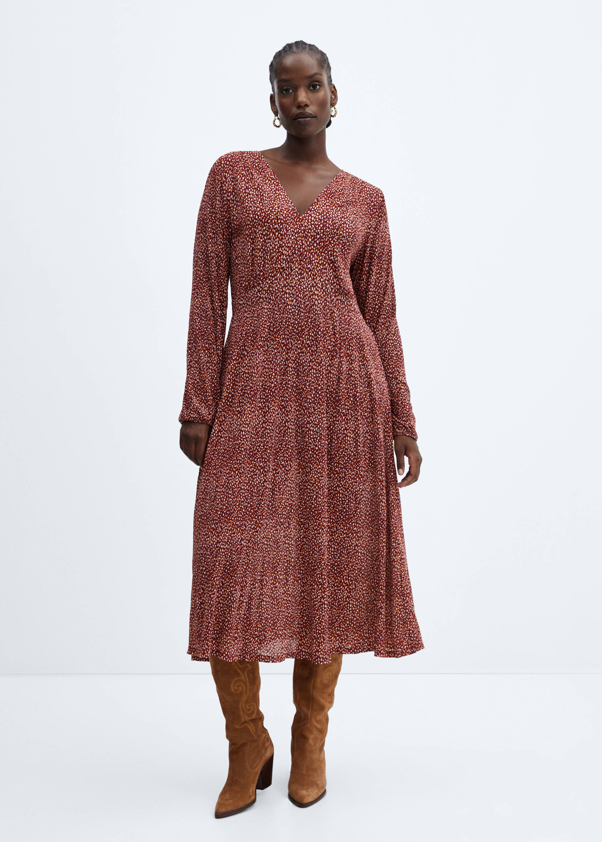 Printed textured dress - Details of the article 3