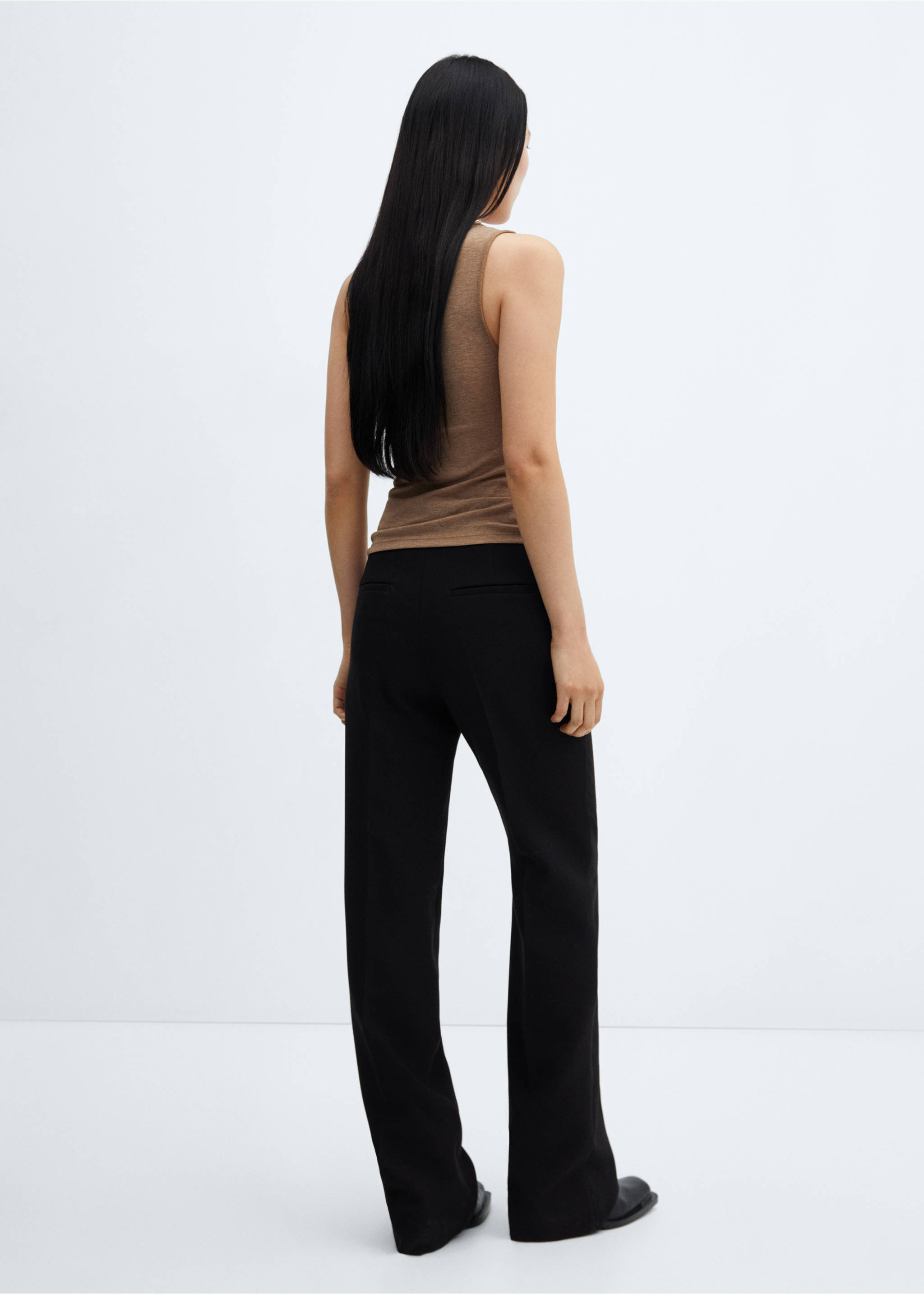 Knitted top with wide straps - Reverse of the article, Sand. Ref: 57083804-00.