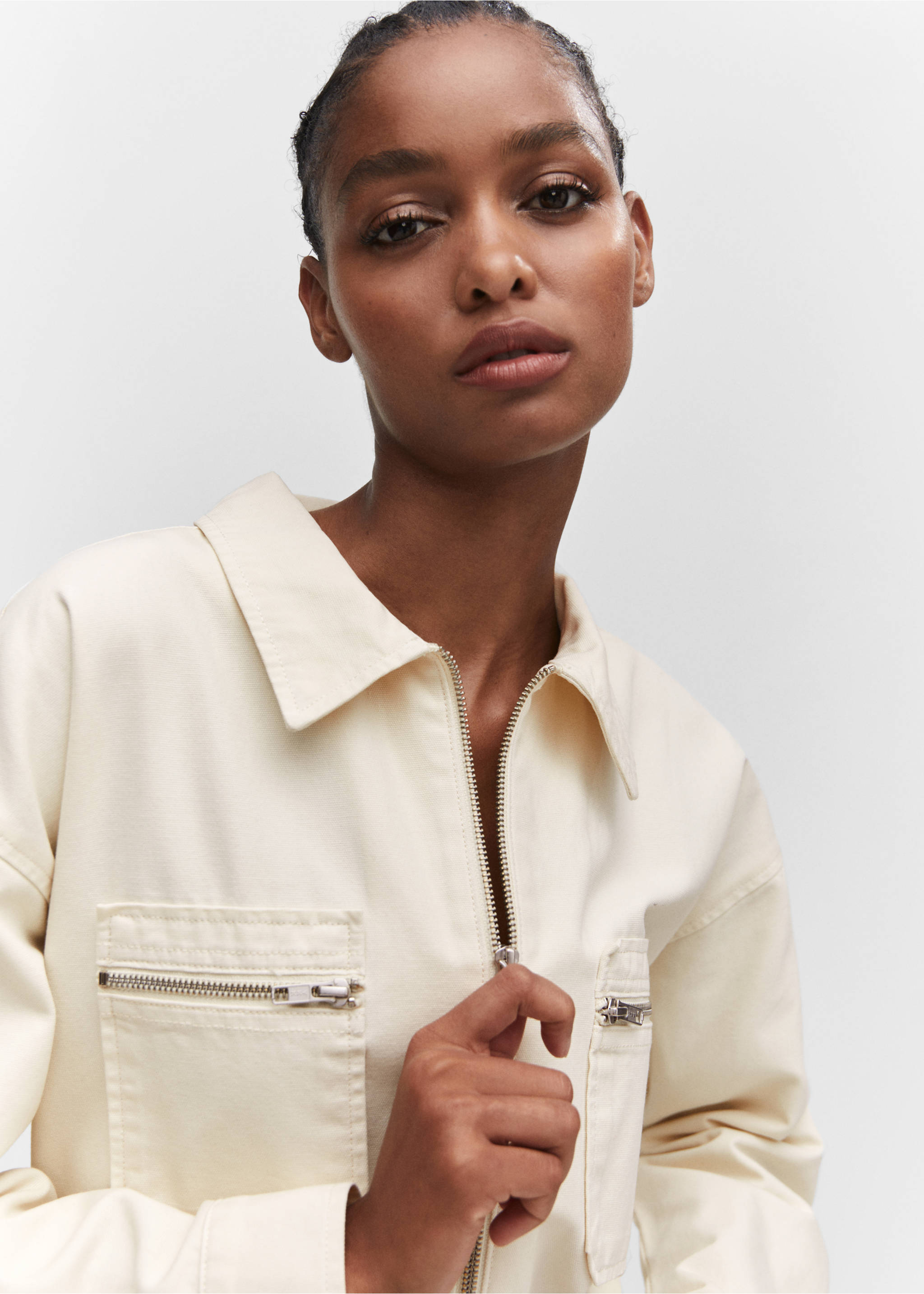 Jeans-Jumpsuit mit Reißverschluss - Detail des Artikels 1, Ecru. Ref: 57083806-00.