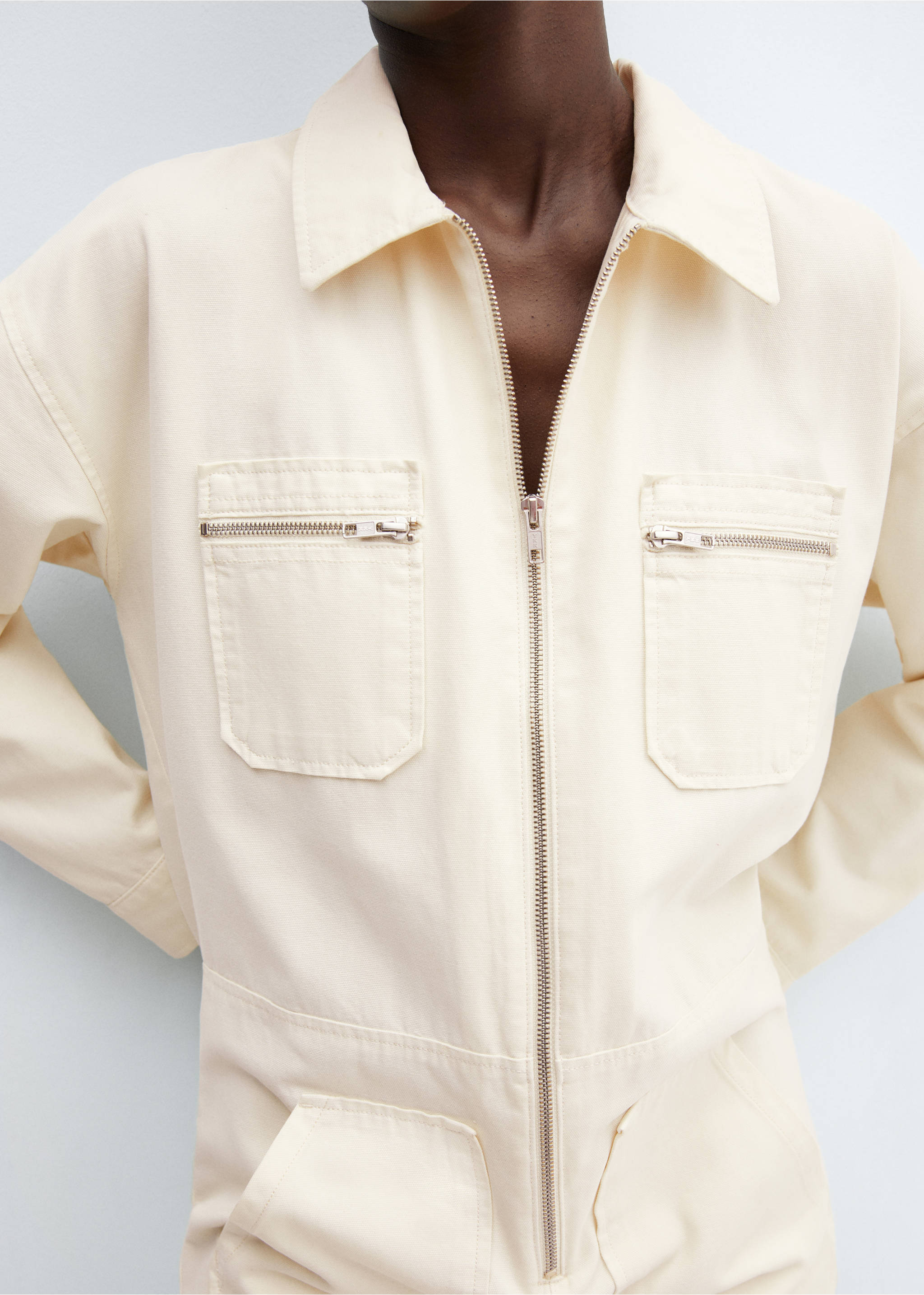 Jeans-Jumpsuit mit Reißverschluss - Detail des Artikels 6, Ecru. Ref: 57083806-00.