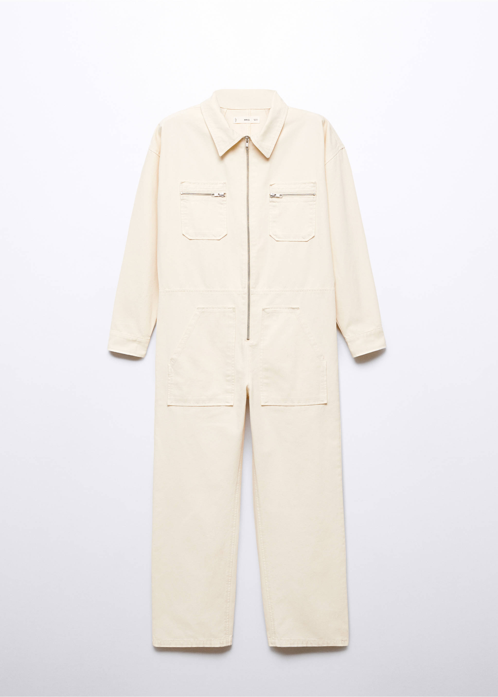 Denim zipper jumpsuit - Article without model, Ecru. Ref: 57083806-00.
