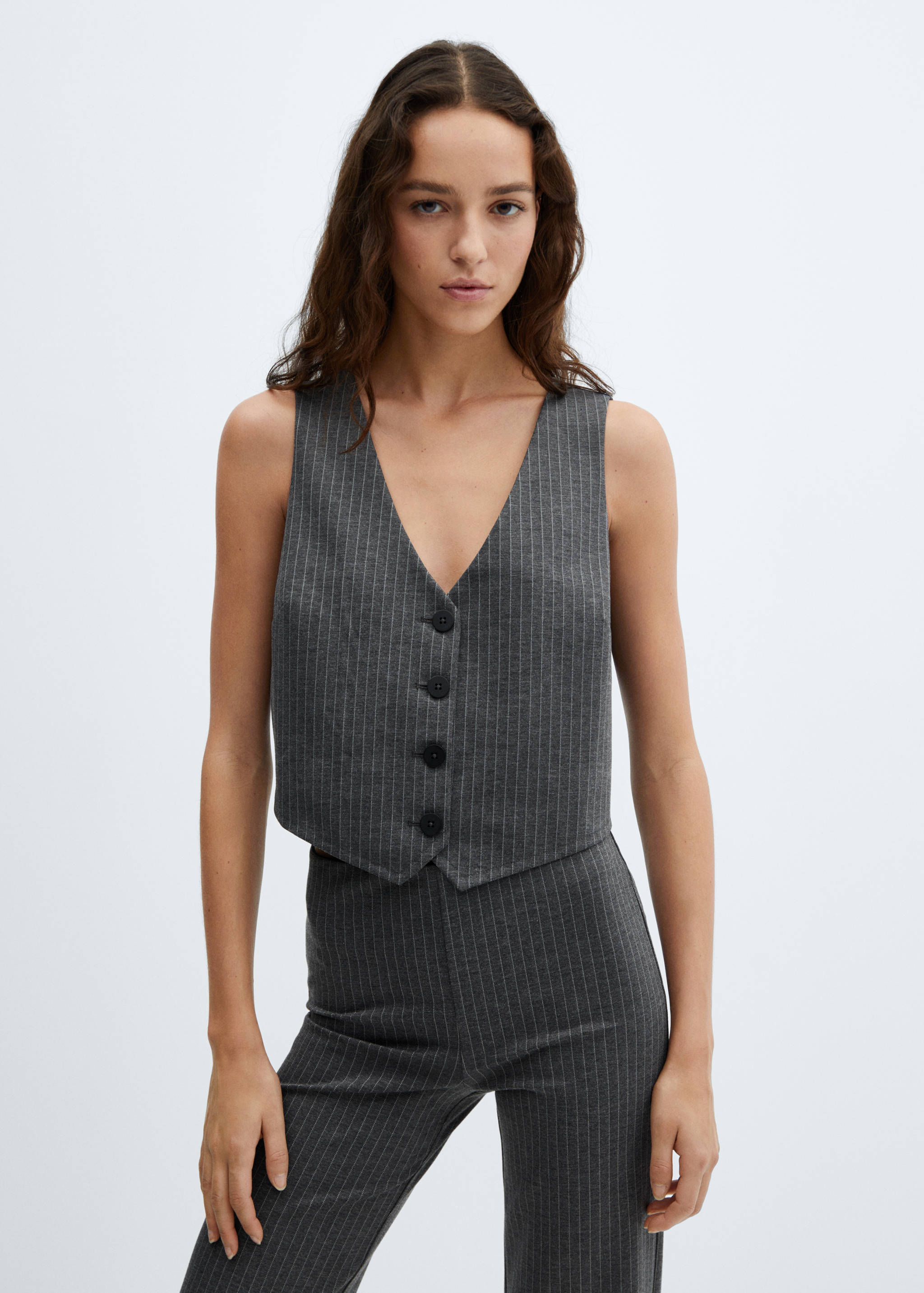 Cropped vest with buttons - Medium plane