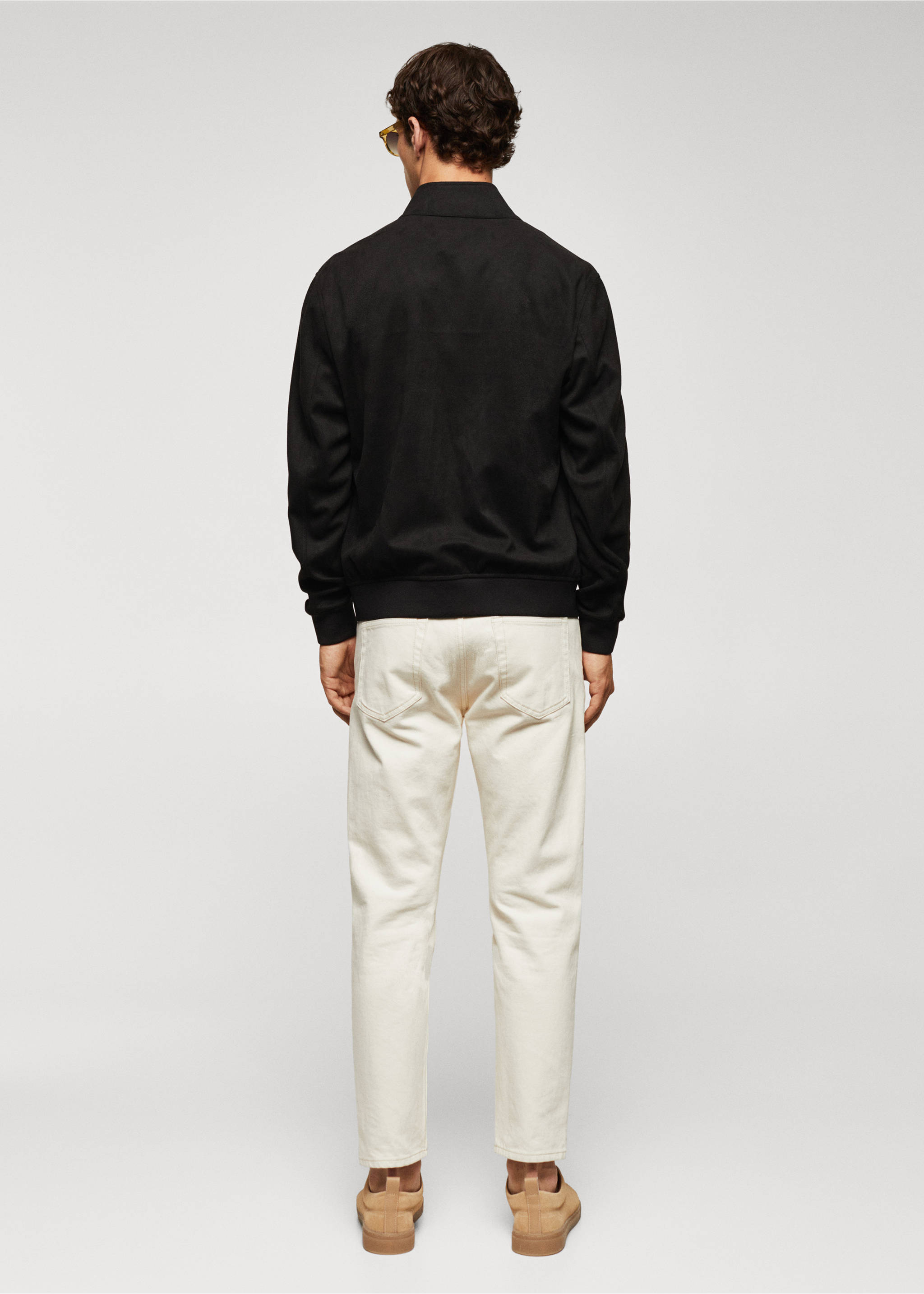 Bomberjacke mit Wildleder-Effekt - Rückseite des Artikels, Schwarz. Ref: 57084384-00.