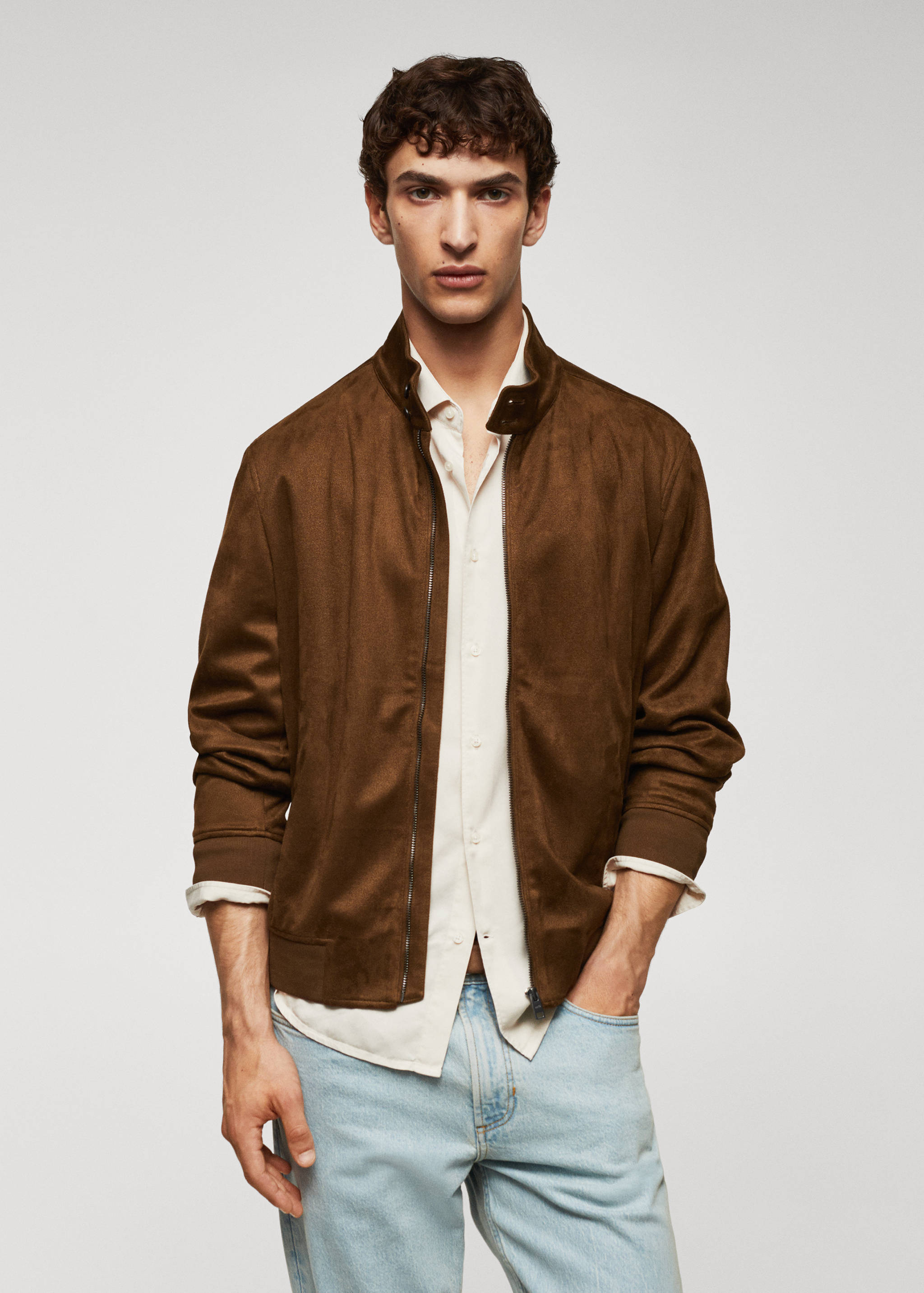 Bomberjacke mit Wildleder-Effekt - Mittlere Ansicht