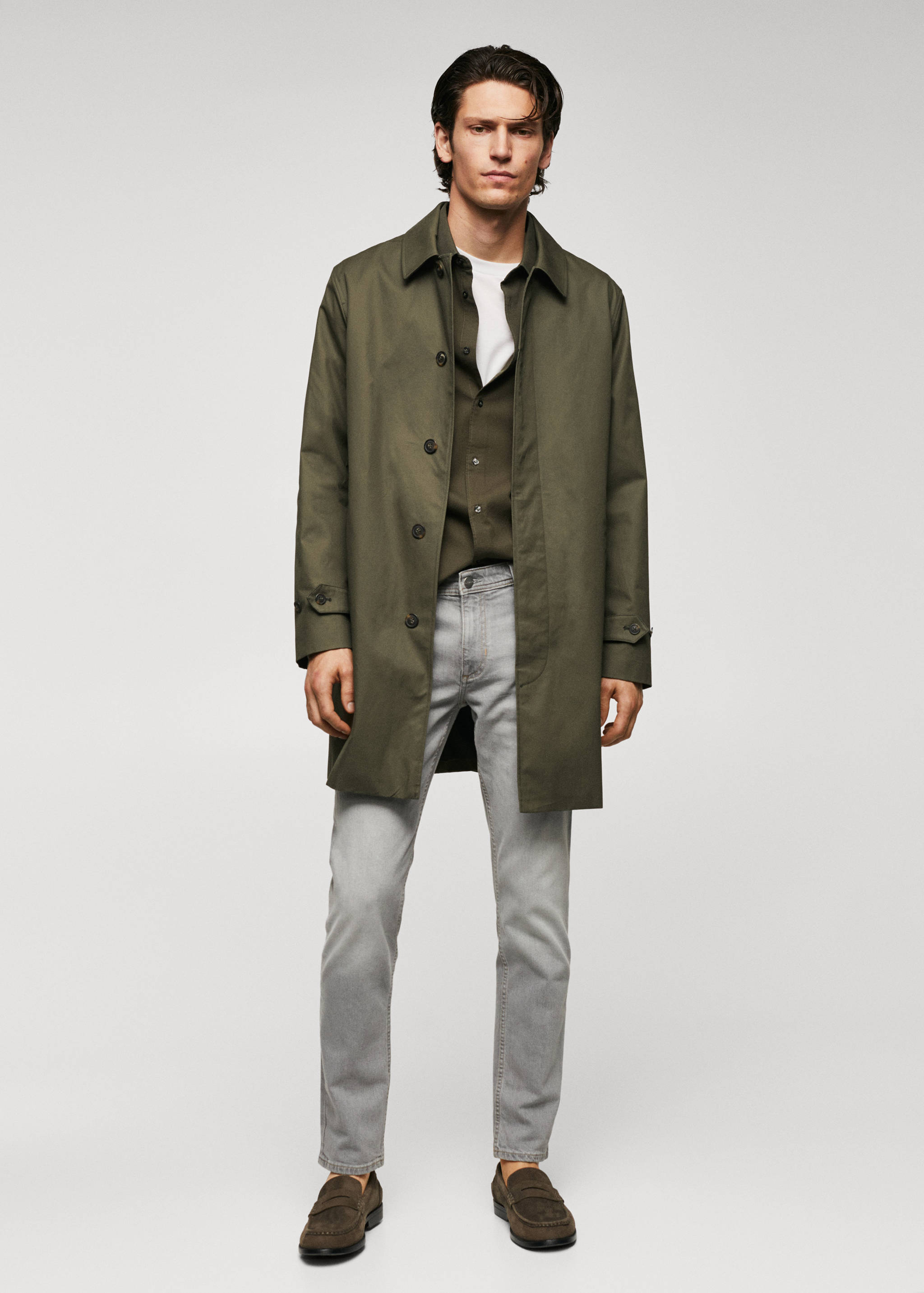 Water-repellent cotton trench coat - General plane