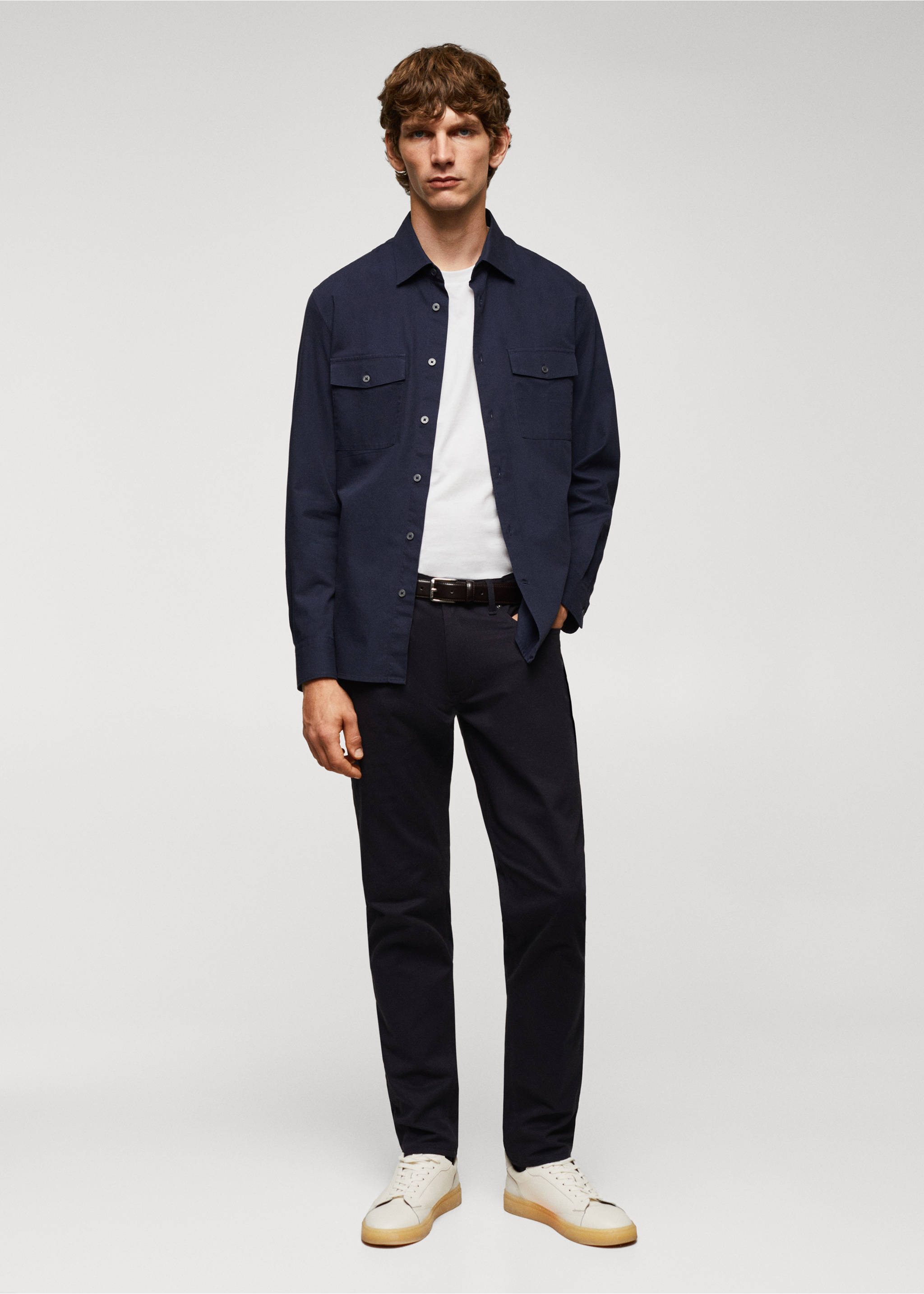Baumwoll-Überhemd mit Taschen - Allgemeine Ansicht, Marineblau. Ref: 57084386-00.