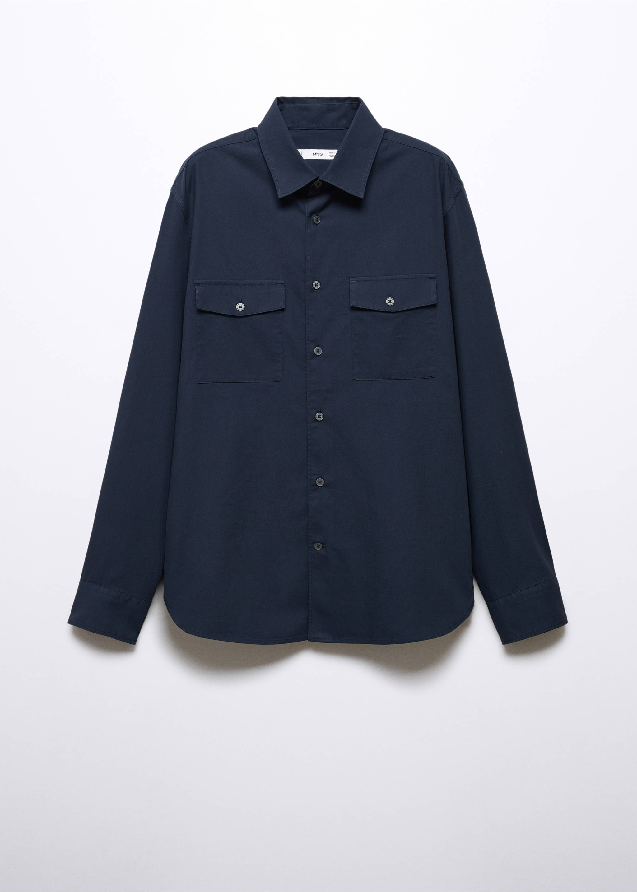 Pocketed cotton overshirt - Article without model, Navy. Ref: 57084386-00.