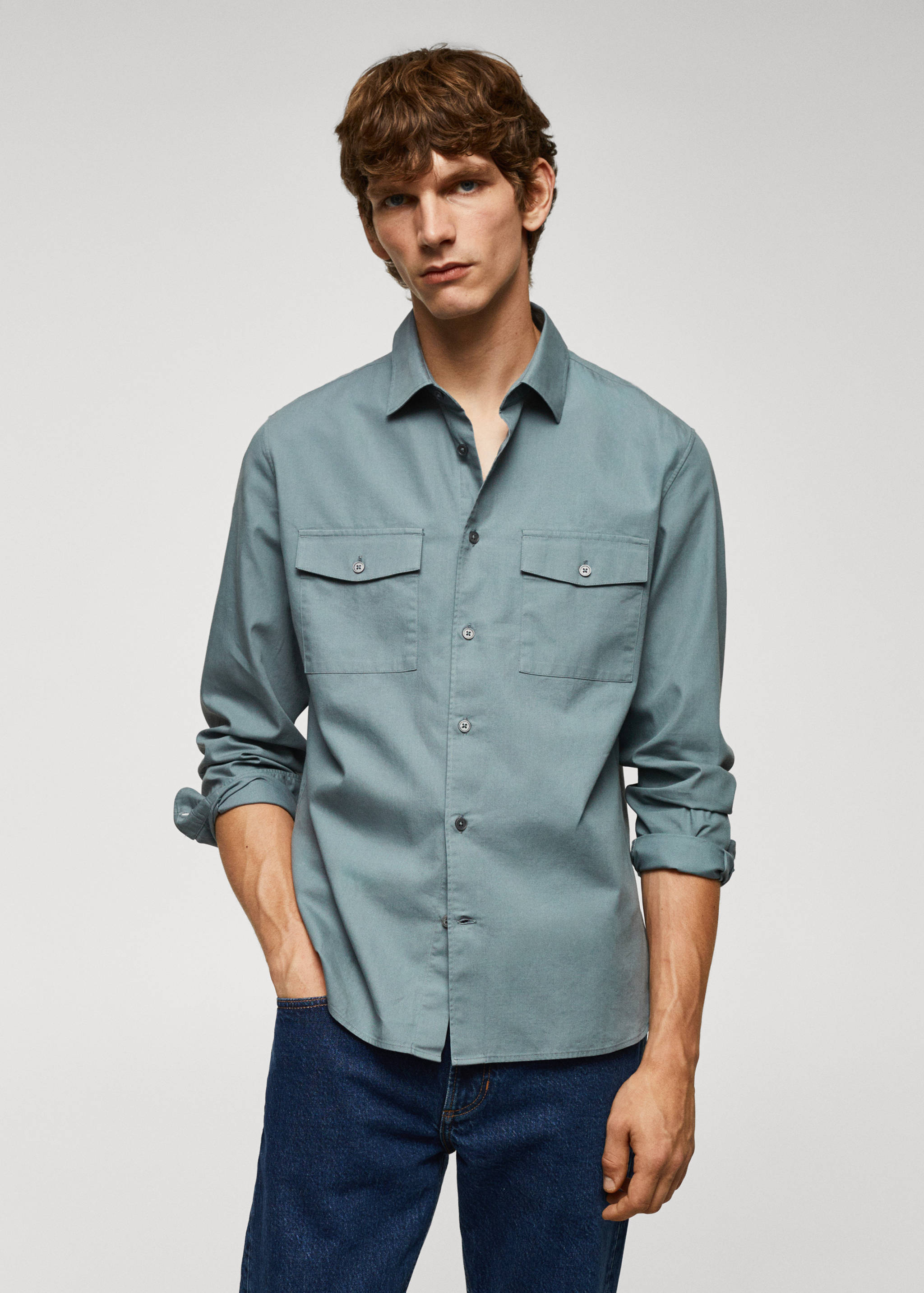 Surchemise coton à poches - Plan moyen