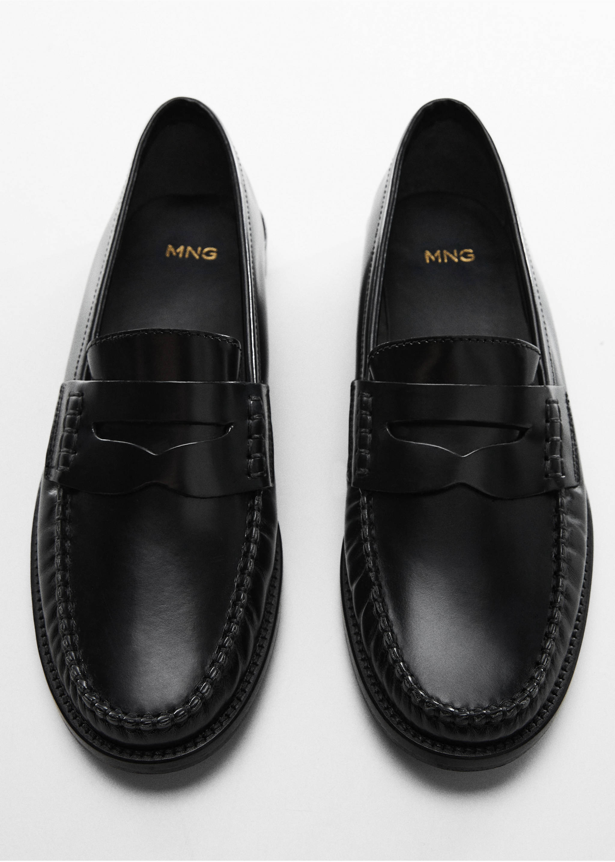 Leather penny loafers - Details of the article 5, Black. Ref: 57084388-00.