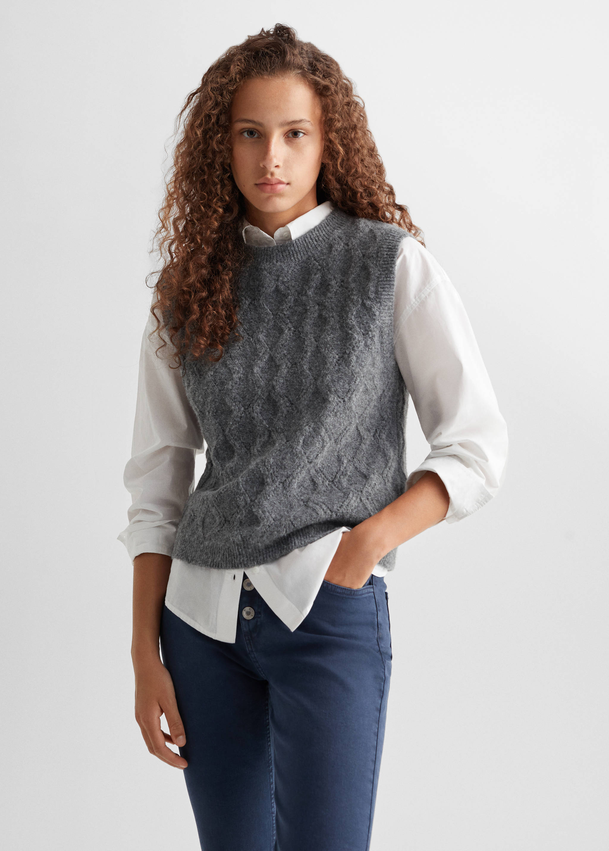 Braided-knit gilet - Medium plane