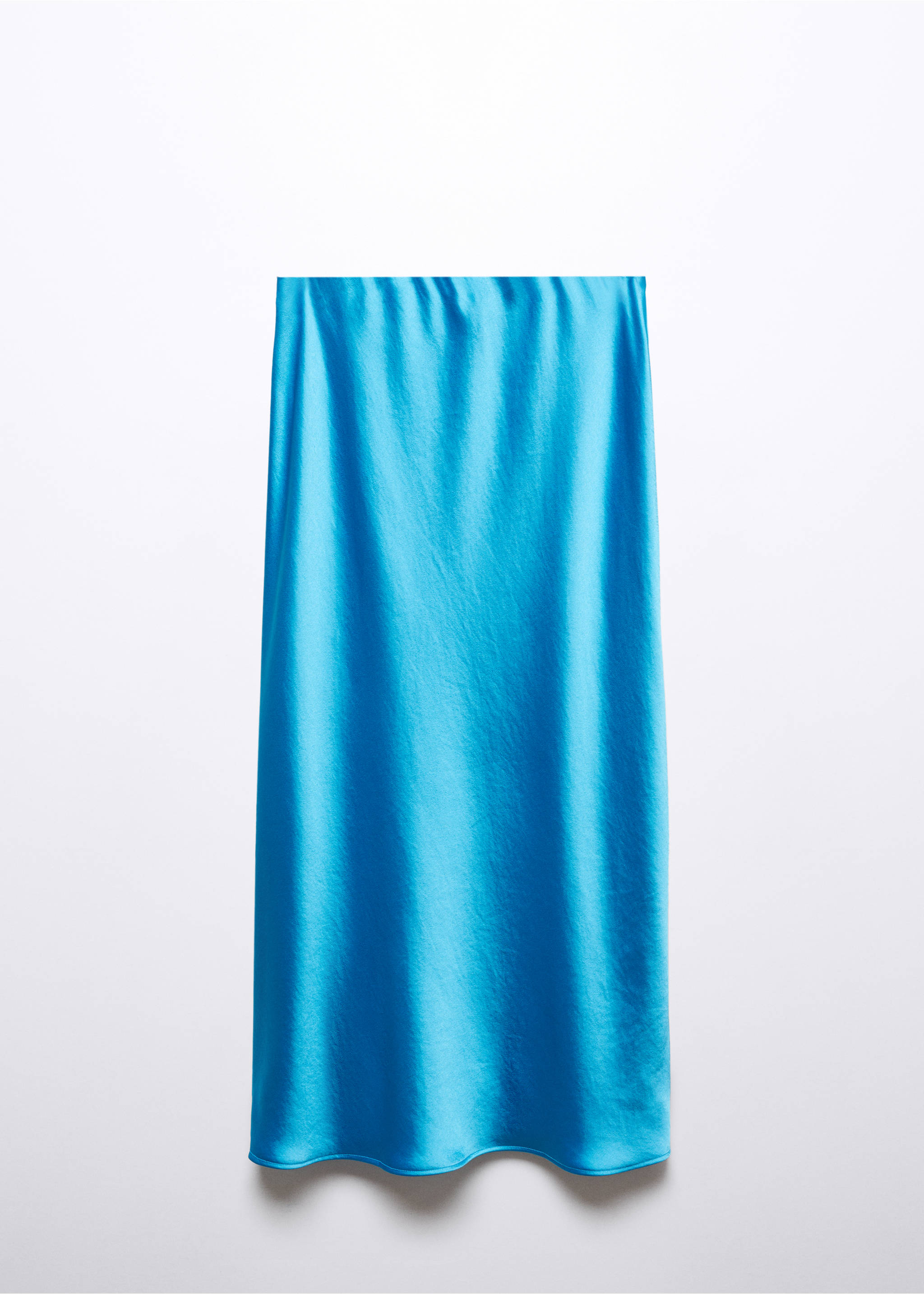 Midi satin skirt - Article without model, Turquoise. Ref: 57084394-00.