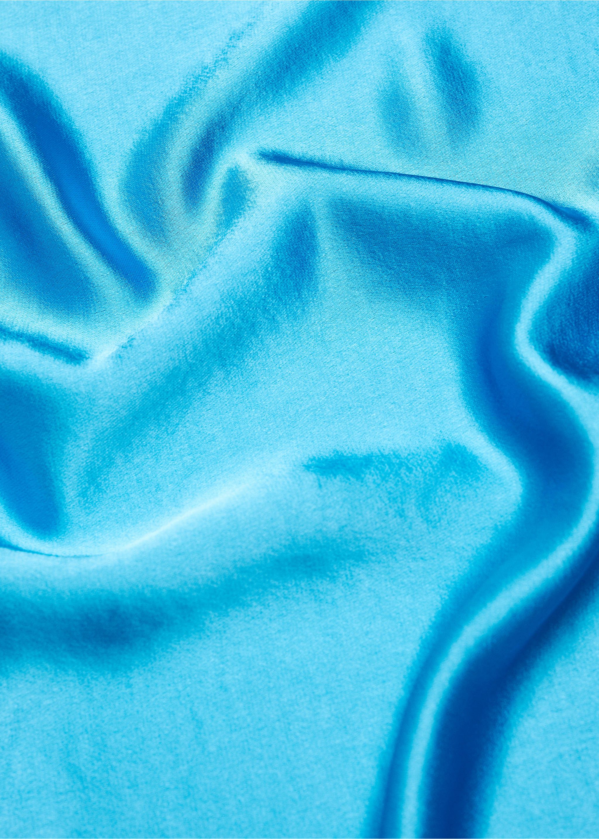 Midi satin skirt - Details of the article 8, Turquoise. Ref: 57084394-00.