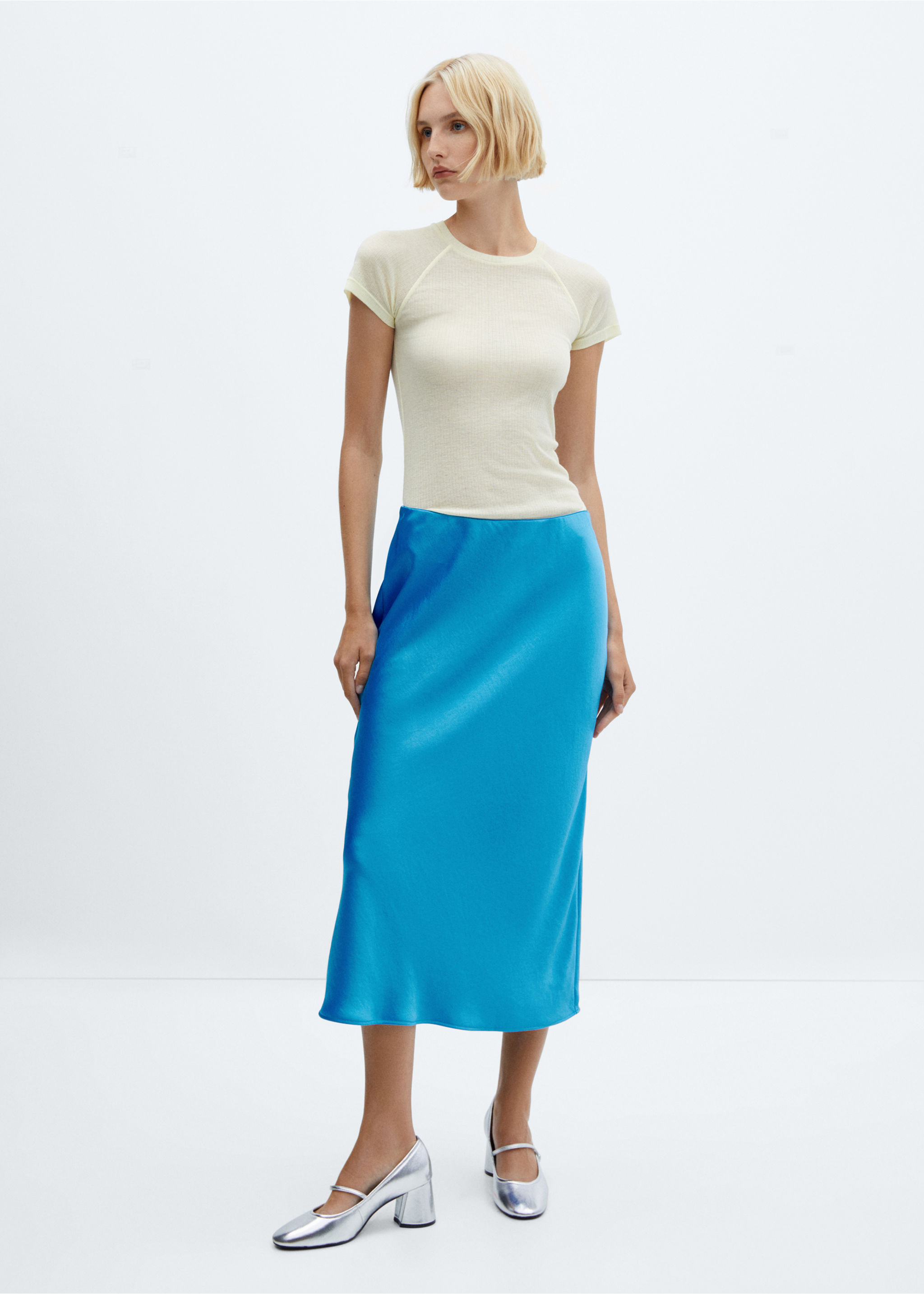 Midi satin skirt - General plane