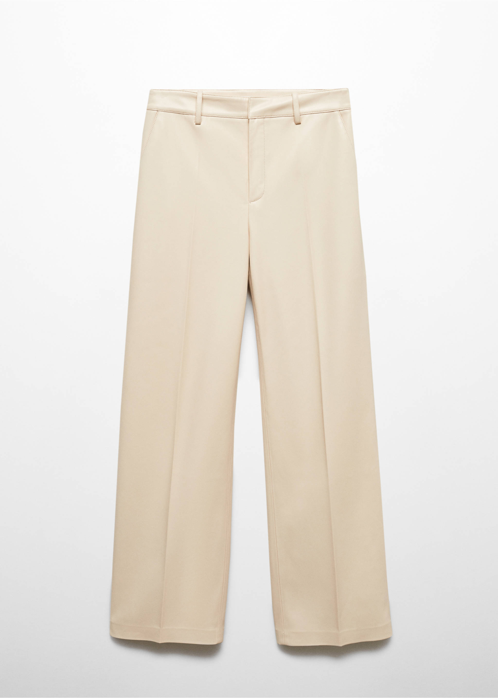 Wide leg faux-leather trousers - Article without model, Ecru. Ref: 57084405-00.