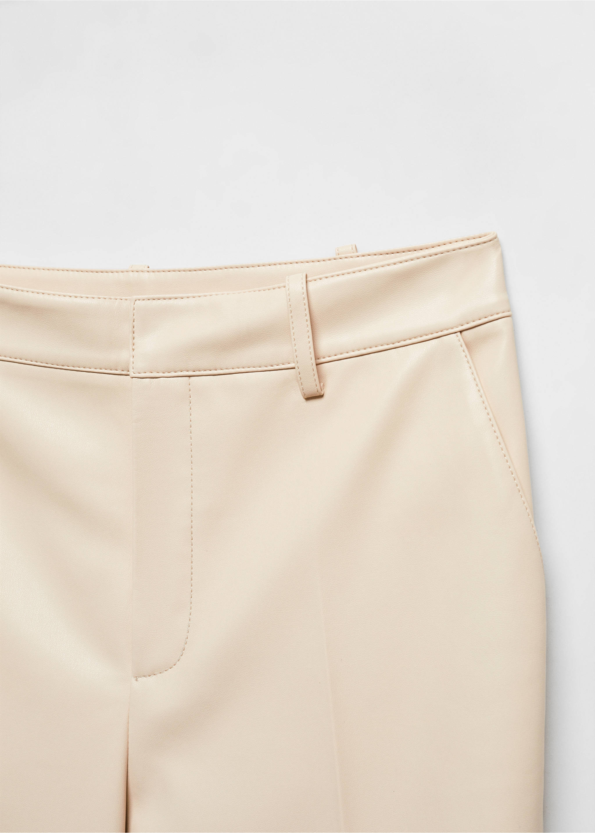 Wide leg faux-leather trousers - Details of the article 8, Ecru. Ref: 57084405-00.