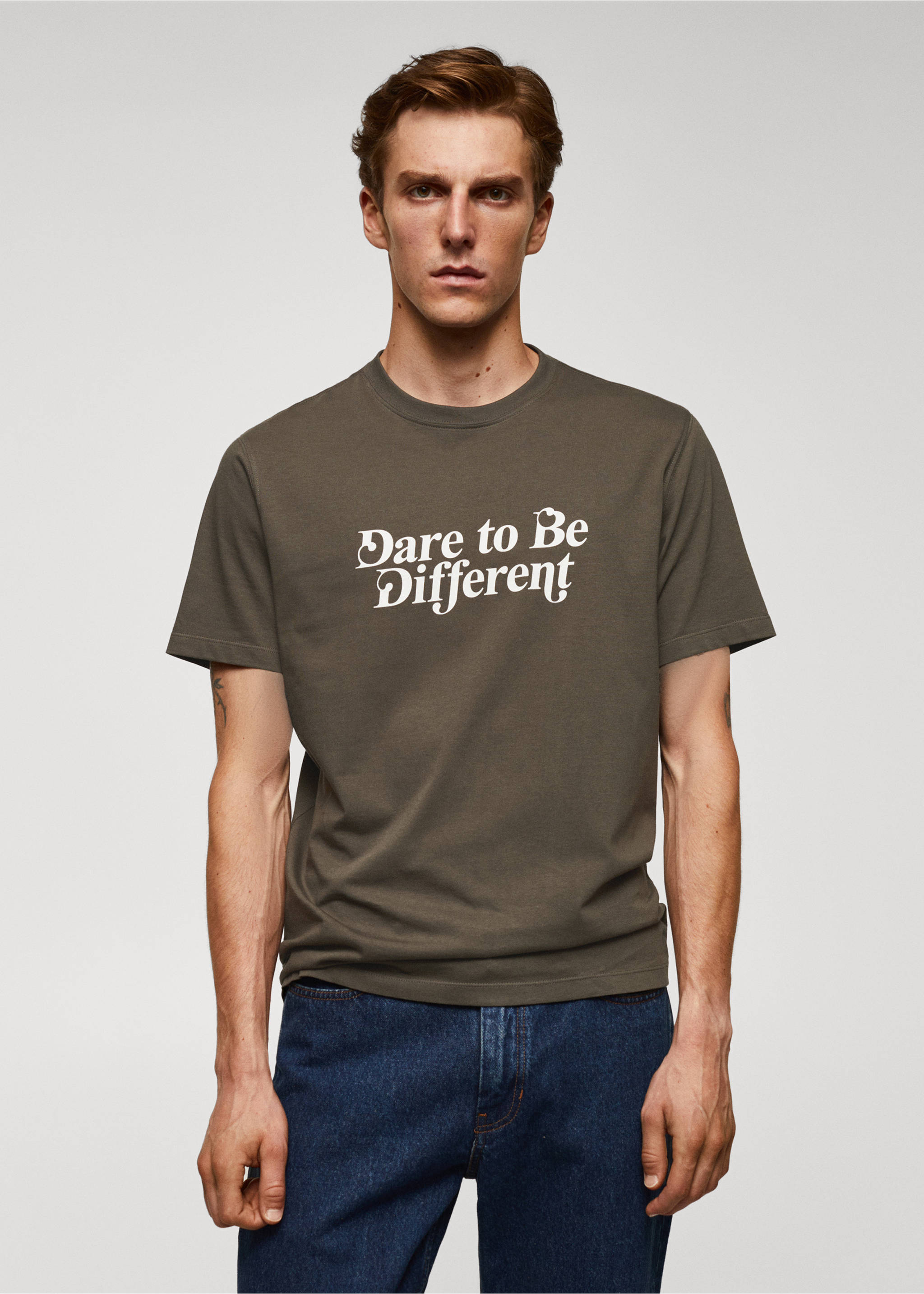 100% cotton printed t-shirt - Medium plane, Khaki. Ref: 57084431-00.