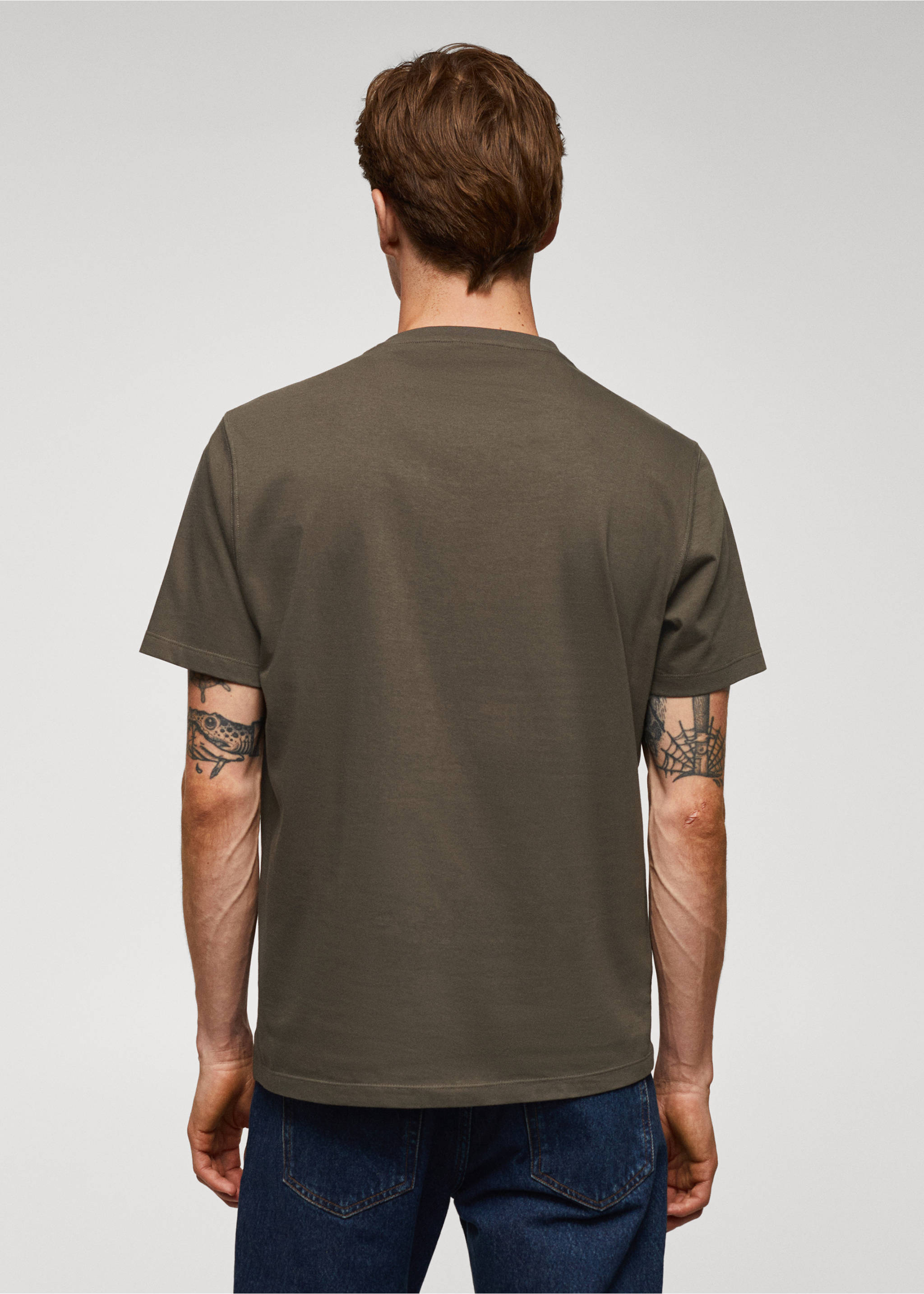 100% cotton printed t-shirt - Reverse of the article, Khaki. Ref: 57084431-00.