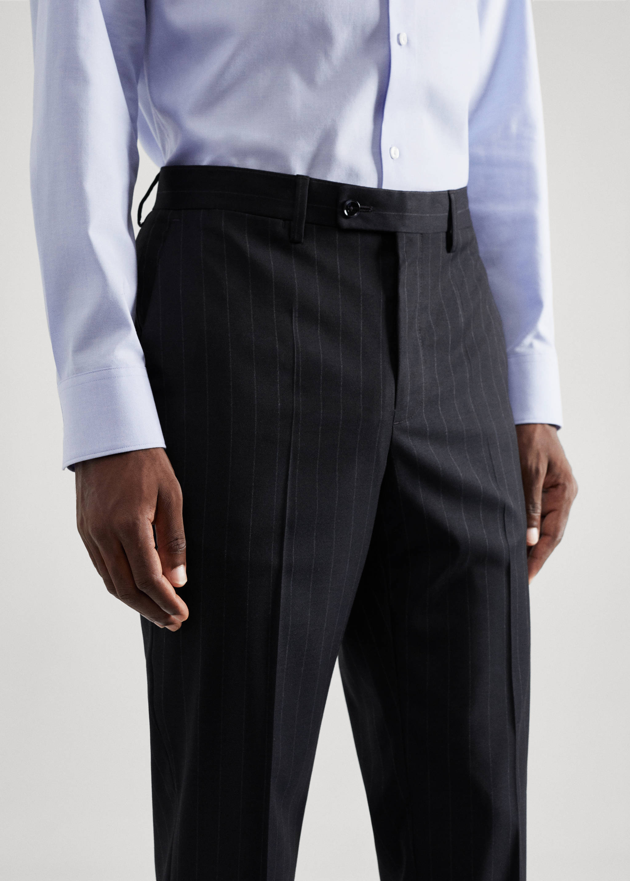 Stretch-fabric slim-fit suit trousers - Details of the article 1