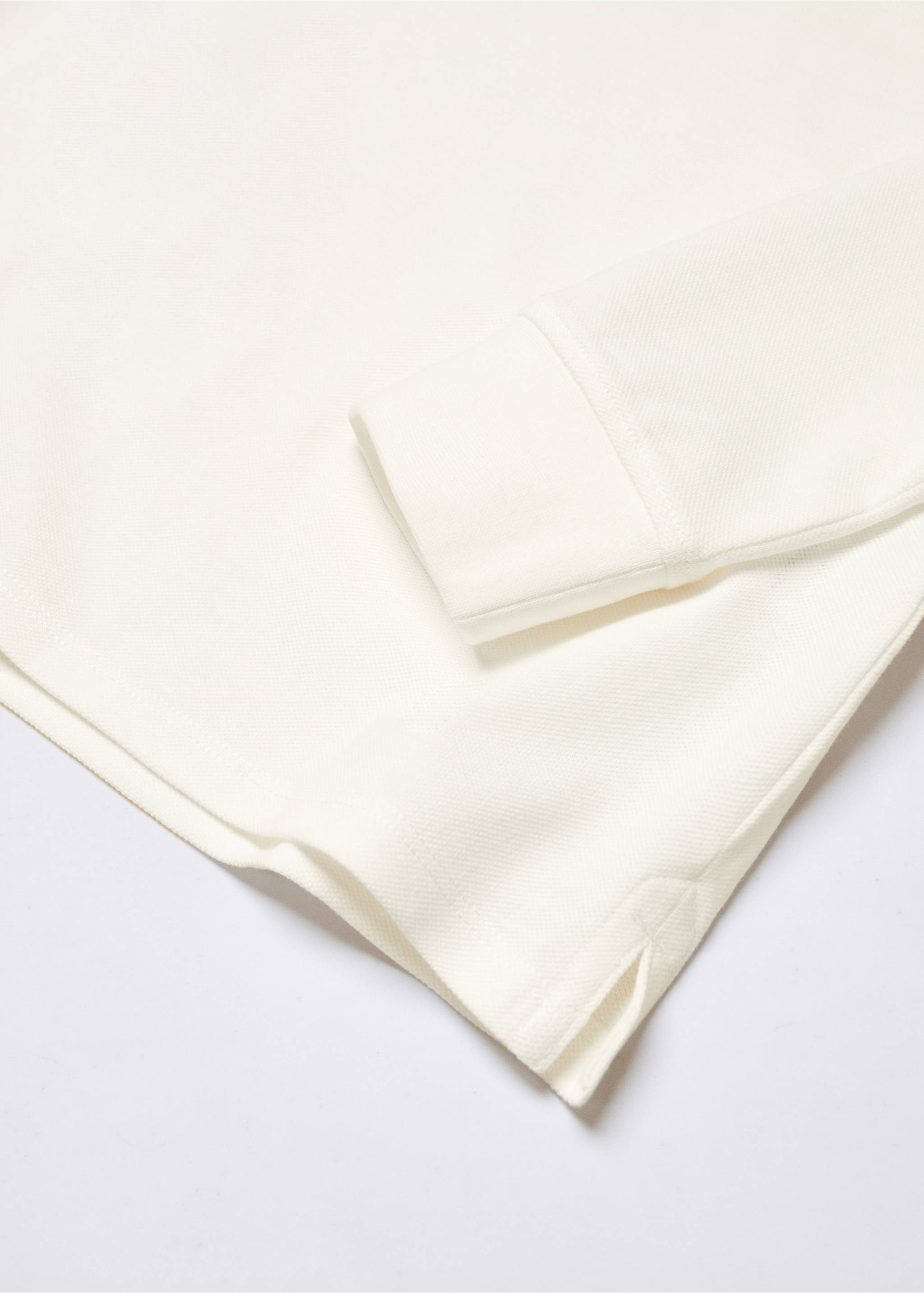 Long sleeves cotton polo - Details of the article 8, Off White. Ref: 57084763-00.