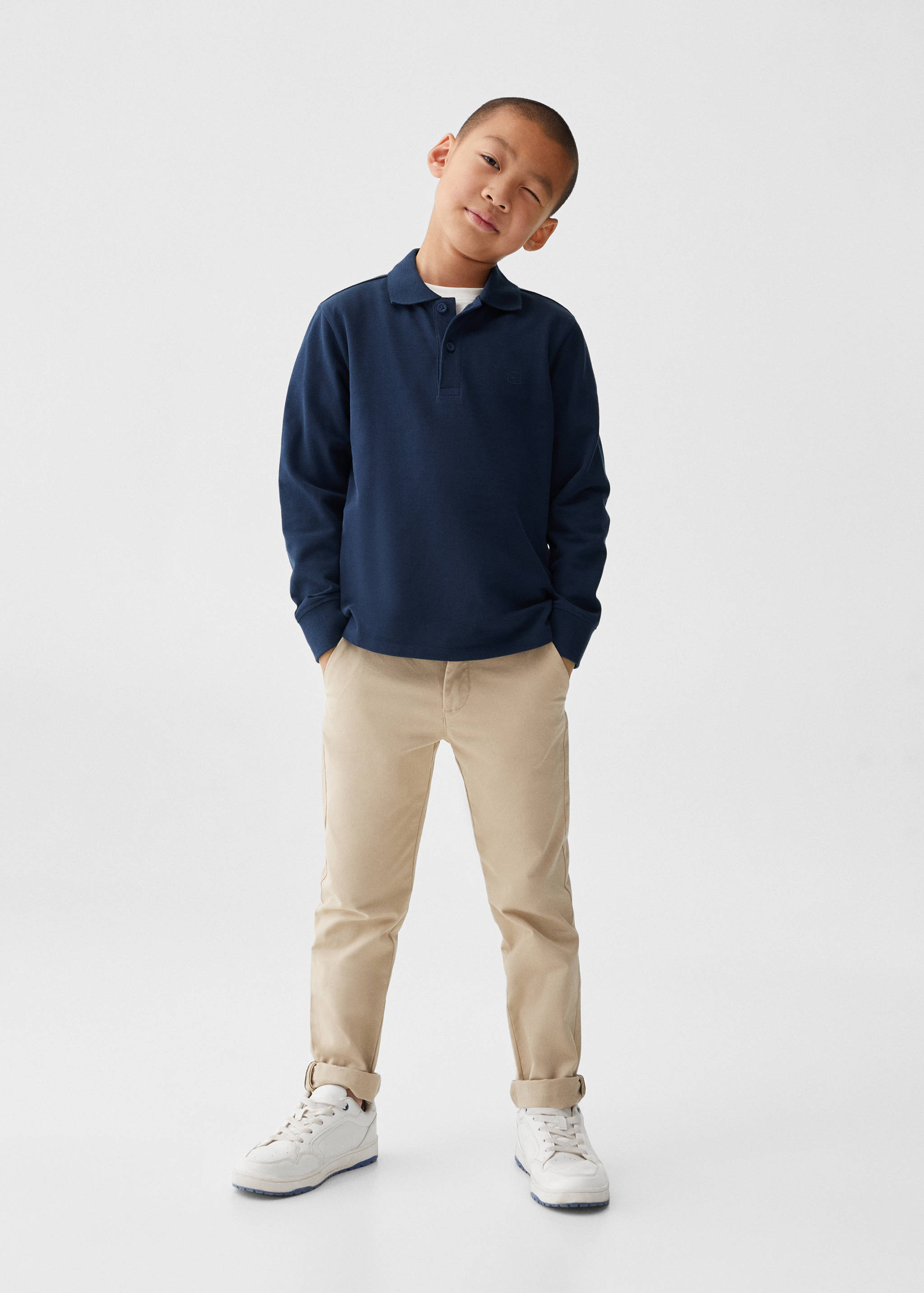 Long sleeves cotton polo - General plane