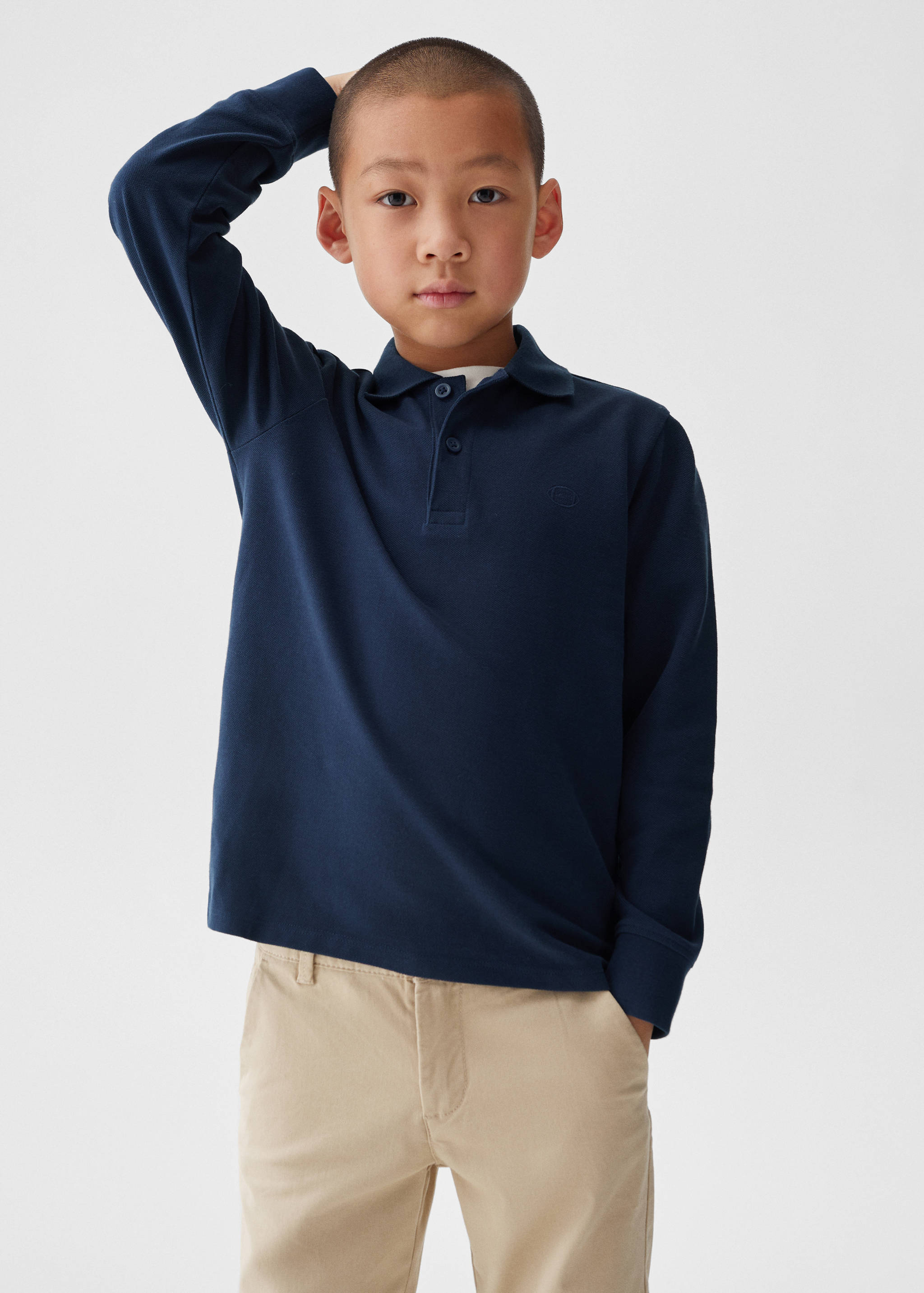 Long sleeves cotton polo - Medium plane