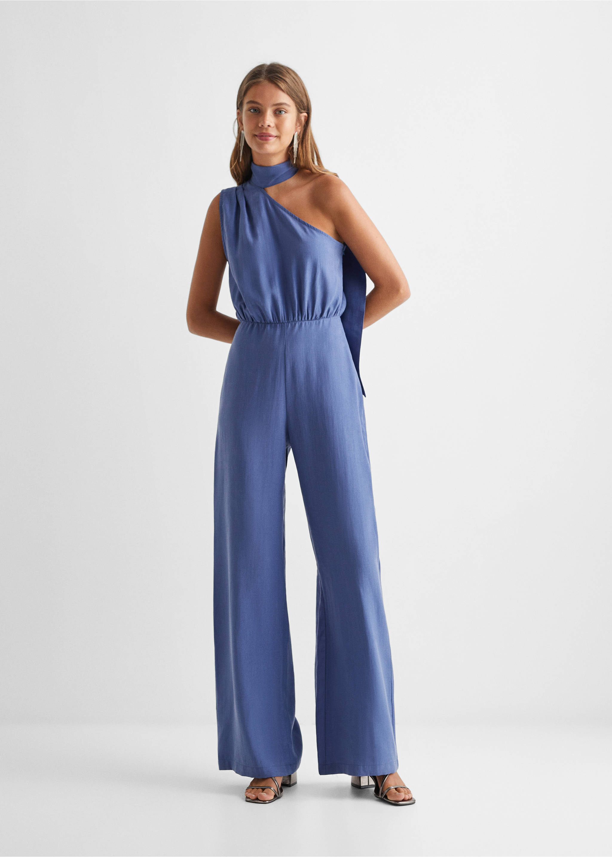 Asymmetric long jumpsuit - General plane, Blue. Ref: 57084768-00.