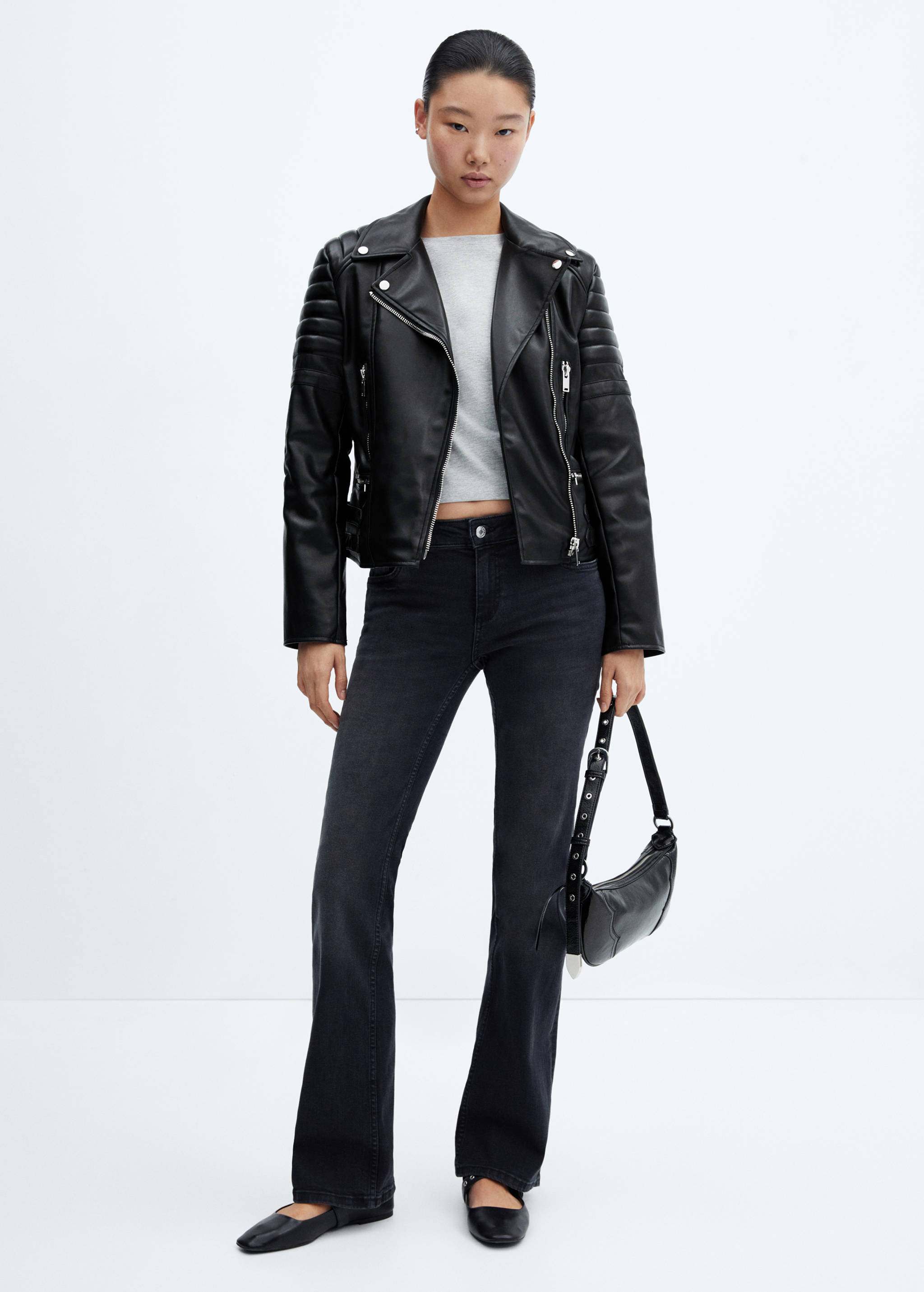 Chaqueta biker efecto piel - Plano general